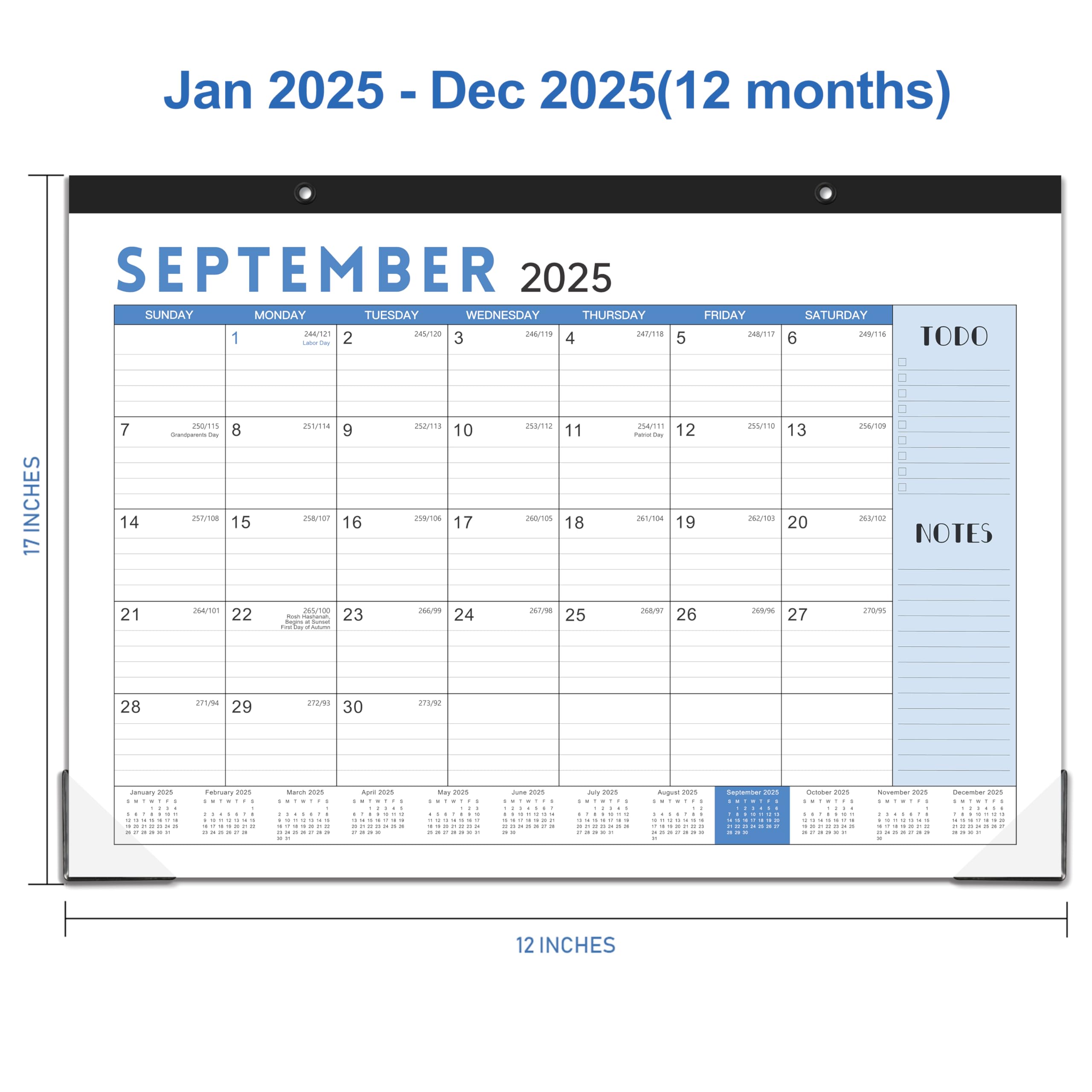 2025 Desk Calendar - 12-Month Monthly Desk & Wall Calendar (January 2025-December 2025) | 16.8