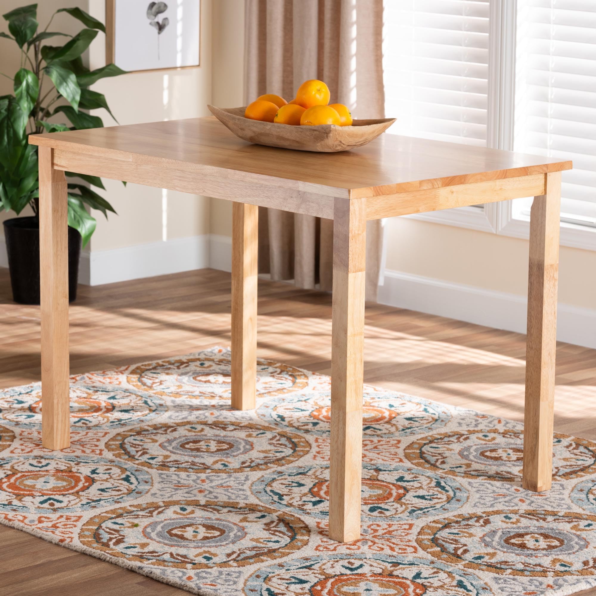 Baxton Studio Eveline Dining Table - 42 Inch Round Natural Brown Wood Table for Kitchen, Dining Room & Small Spaces | Perfect for Family Meals & Entertaining Guests