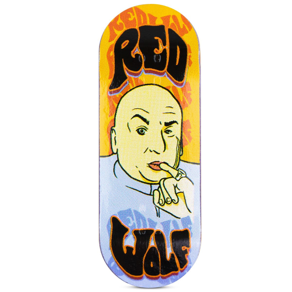 Red Wolf Fingerboard Deck - The Evil Dr. | Professional Mini Skateboard for Fingerboarding Tricks & Stunts | Perfect for Skateboard Enthusiasts & Collectors