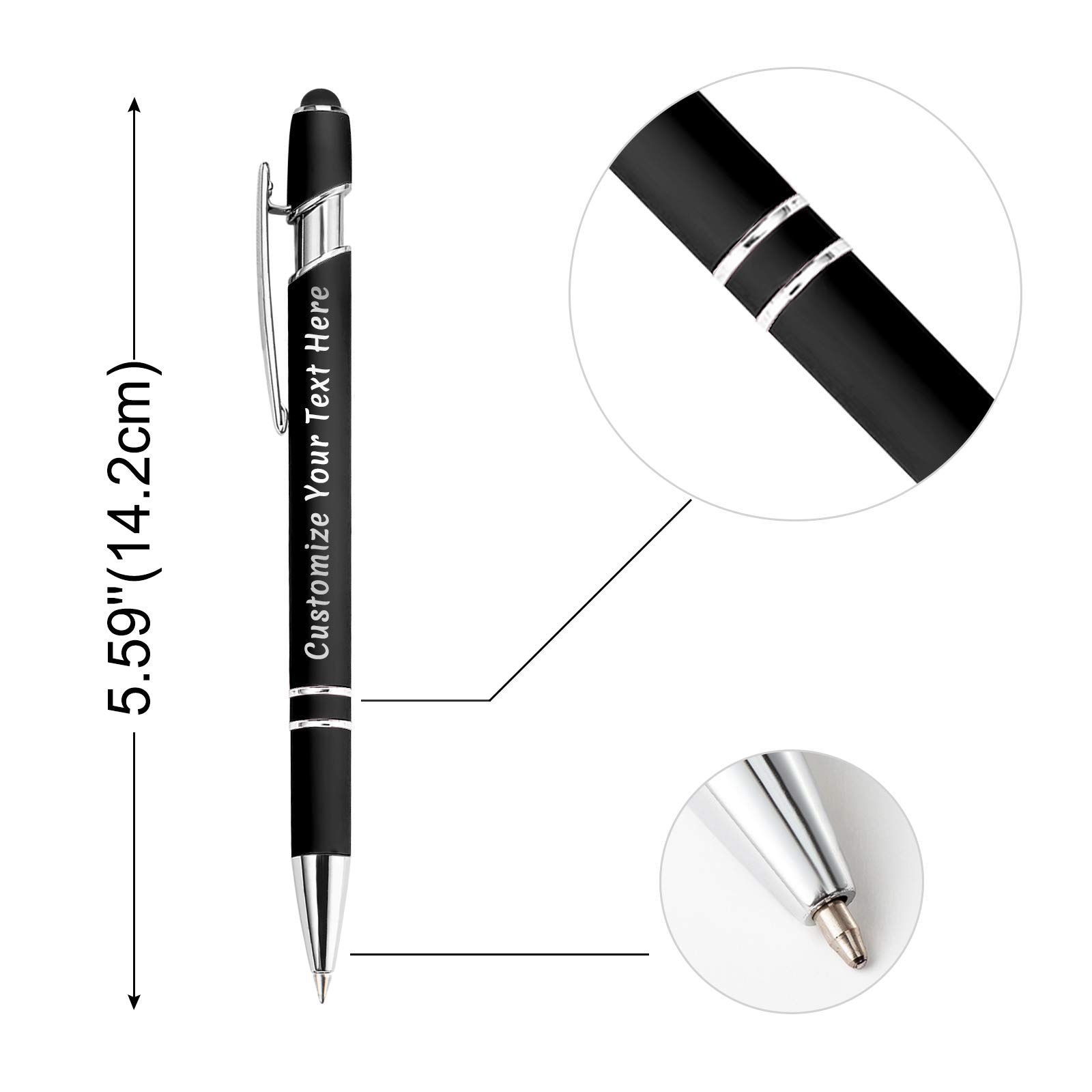 504 Pcs Custom Engraved Metal Pens with Stylus - Personalized Name/Logo Ballpoint Pens for Business & Office (Black Ink, Click Action) - Perfect for Corporate Gifts, Promotions & Branding Events