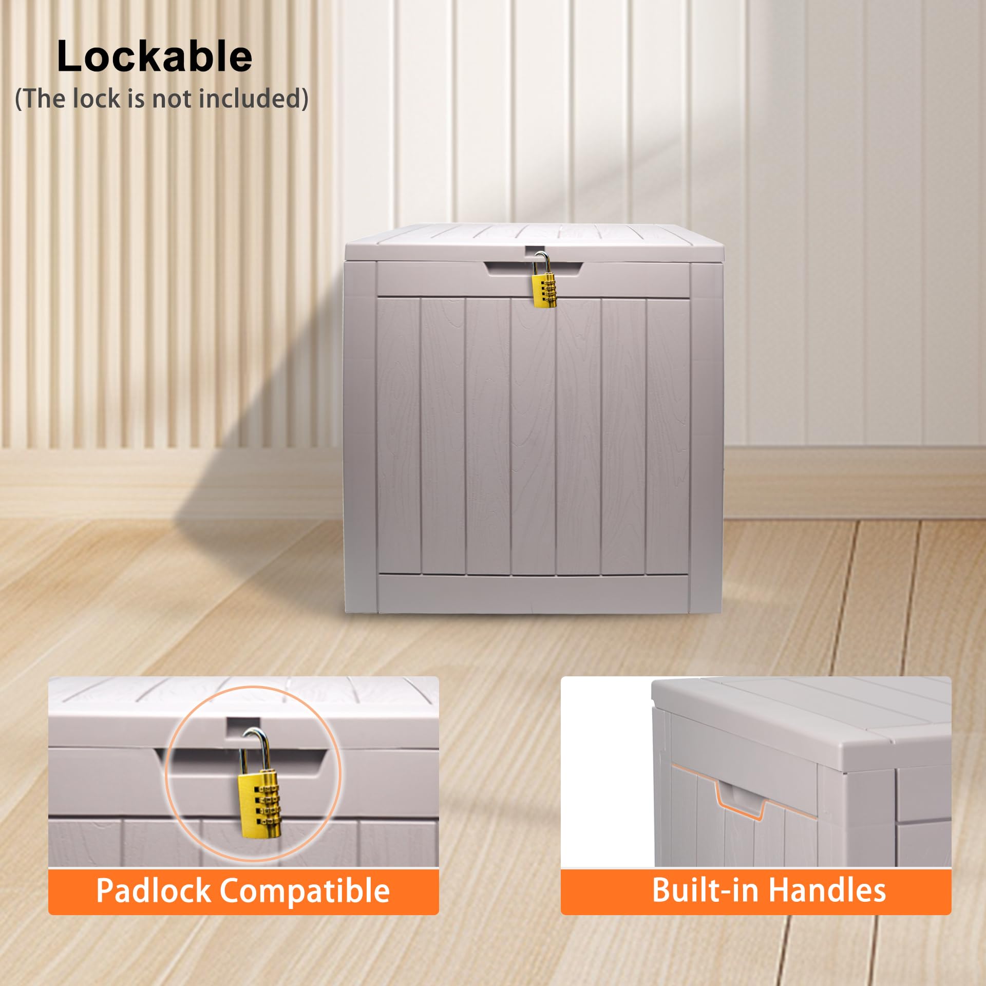 31 Gallon Waterproof Plastic Deck Storage Box with Lockable Lid - Outdoor Patio Toy & Garden Storage Bin for Deck, Backyard, and Poolside Organization
