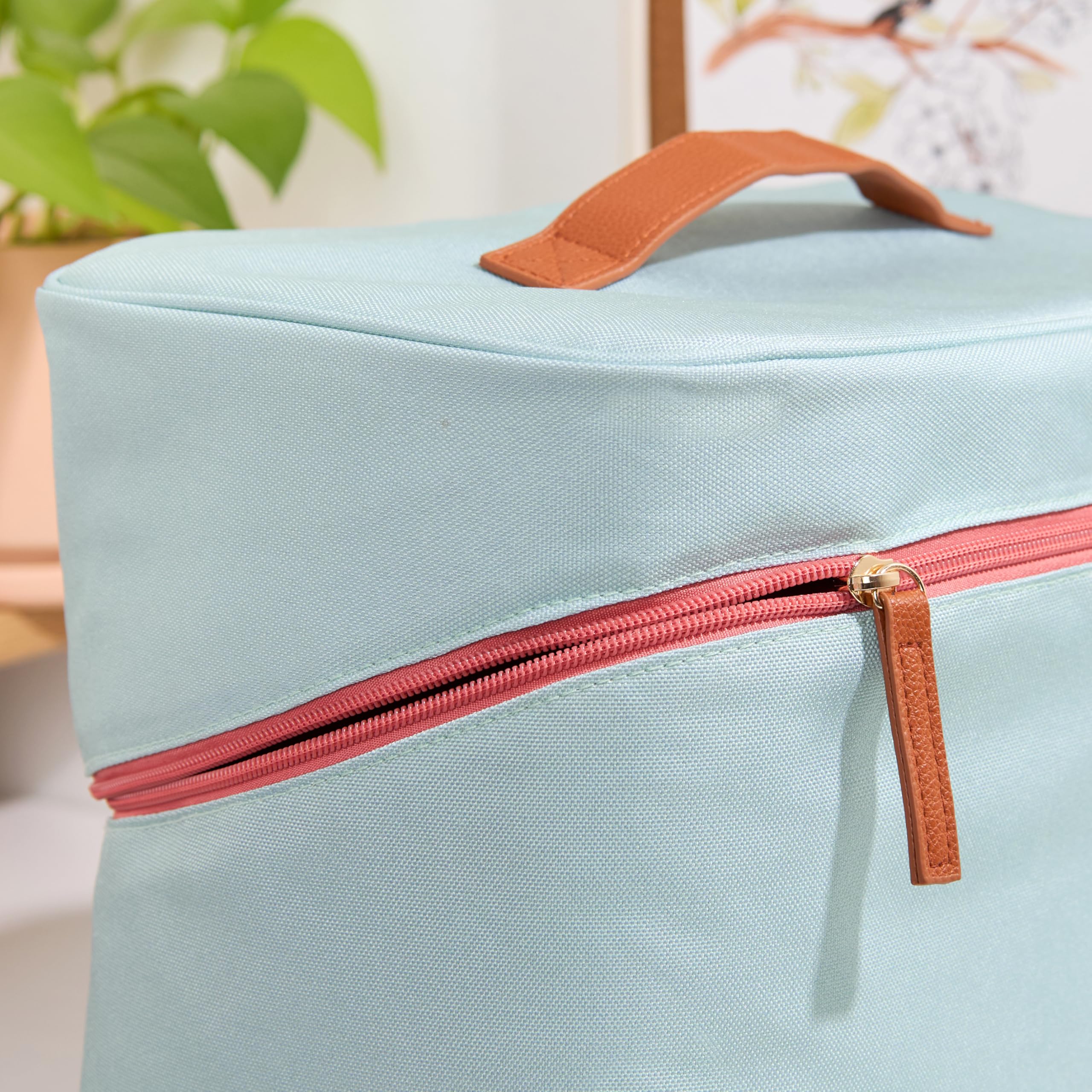 Erin Condren Large Organizer Case - Stylish Sea Glass Multi-Purpose Travel Bag with Removable Dividers & Vegan Leather Handle | Perfect for Toiletries, Makeup, Jewelry Storage | Ideal for Travel, Home Organization & Daily Essentials