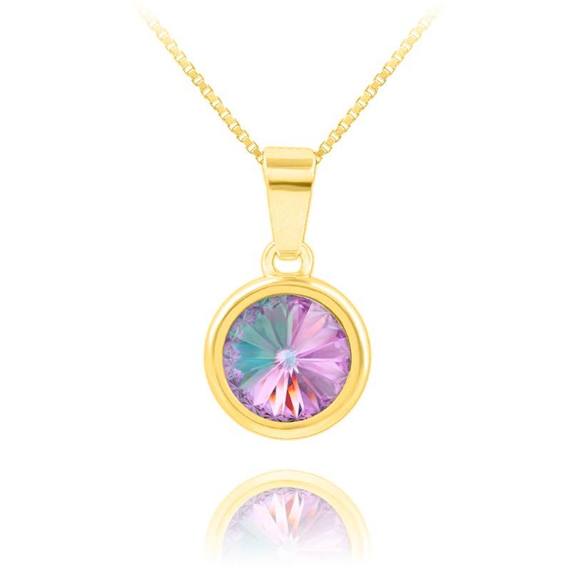 24K Gold Plated Vitrail Necklace for Women - Elegant Crystal Pendant Jewelry Gift for Birthday, Anniversary & Special Occasions