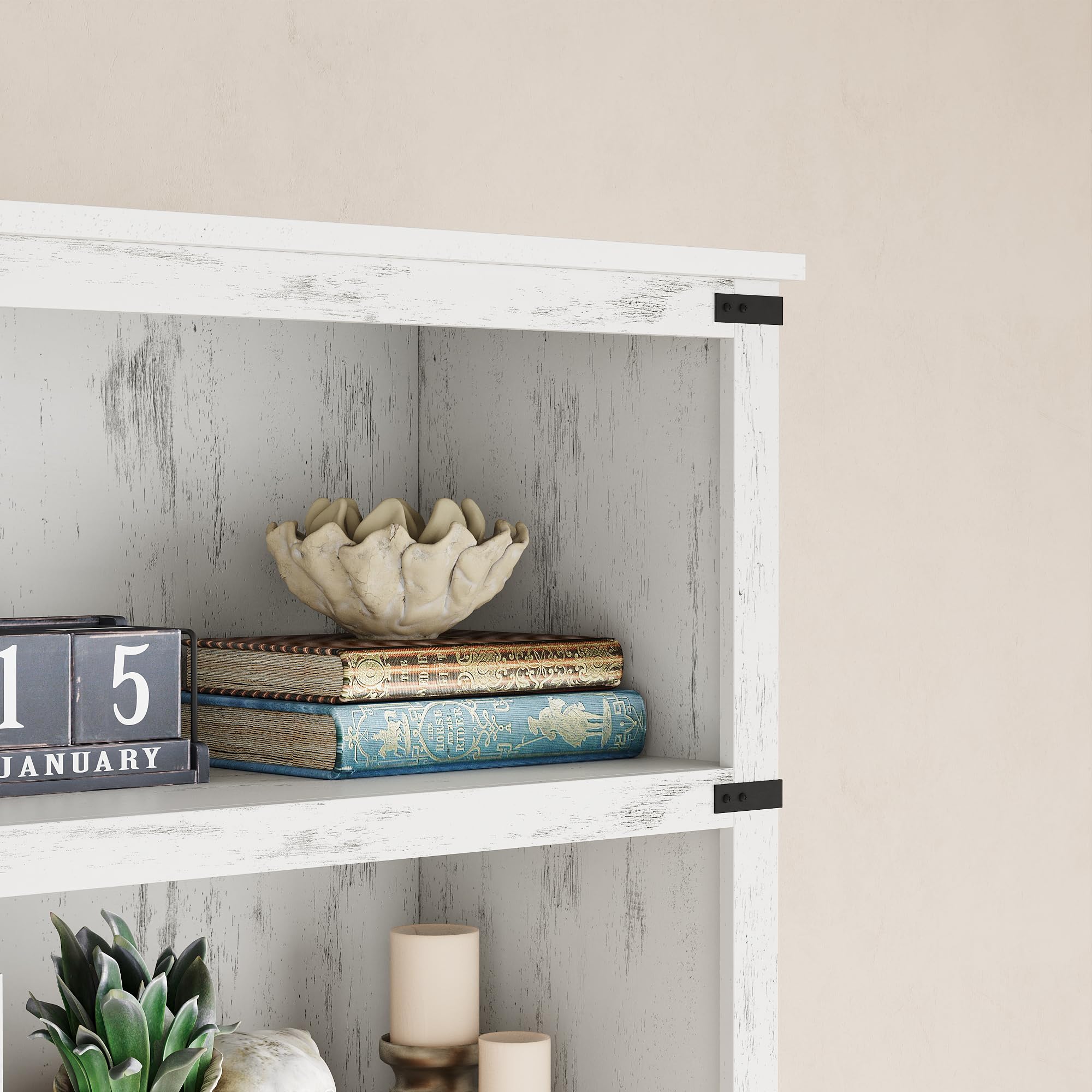 GARVEE 3-Tier Wooden Bookshelf - Farmhouse Style Open Storage Bookcase with 43.3