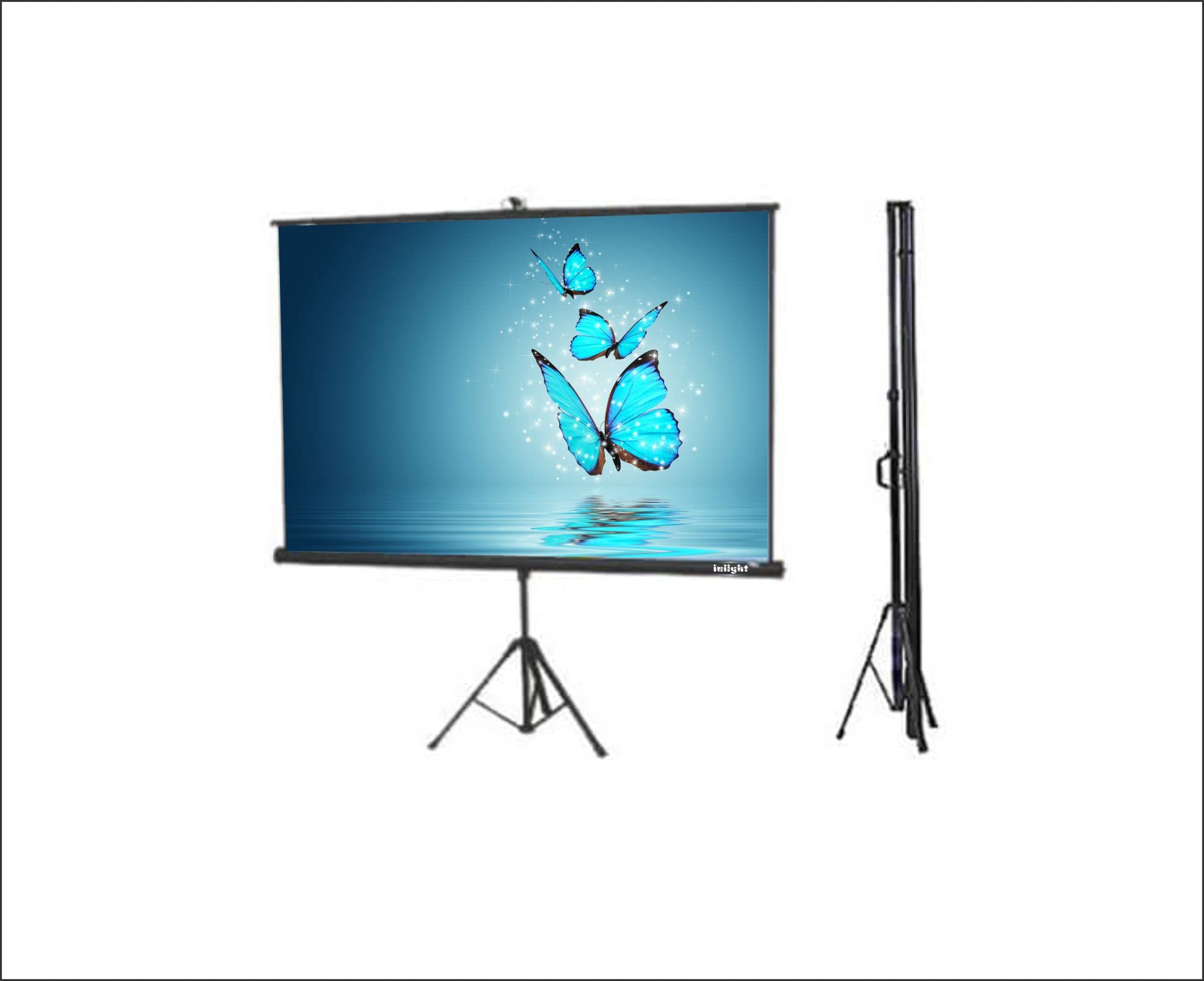 Inlight Cineview 8ft x 6ft Tripod Projector Screen - 120 Inch Diagonal 4:3 Ratio, Full HD 1080P, UHD 3D 4K 8K Compatible - Portable Stand Included (White) - Perfect for Home Theater, Outdoor Movies, Classroom Presentations & Office Meetings