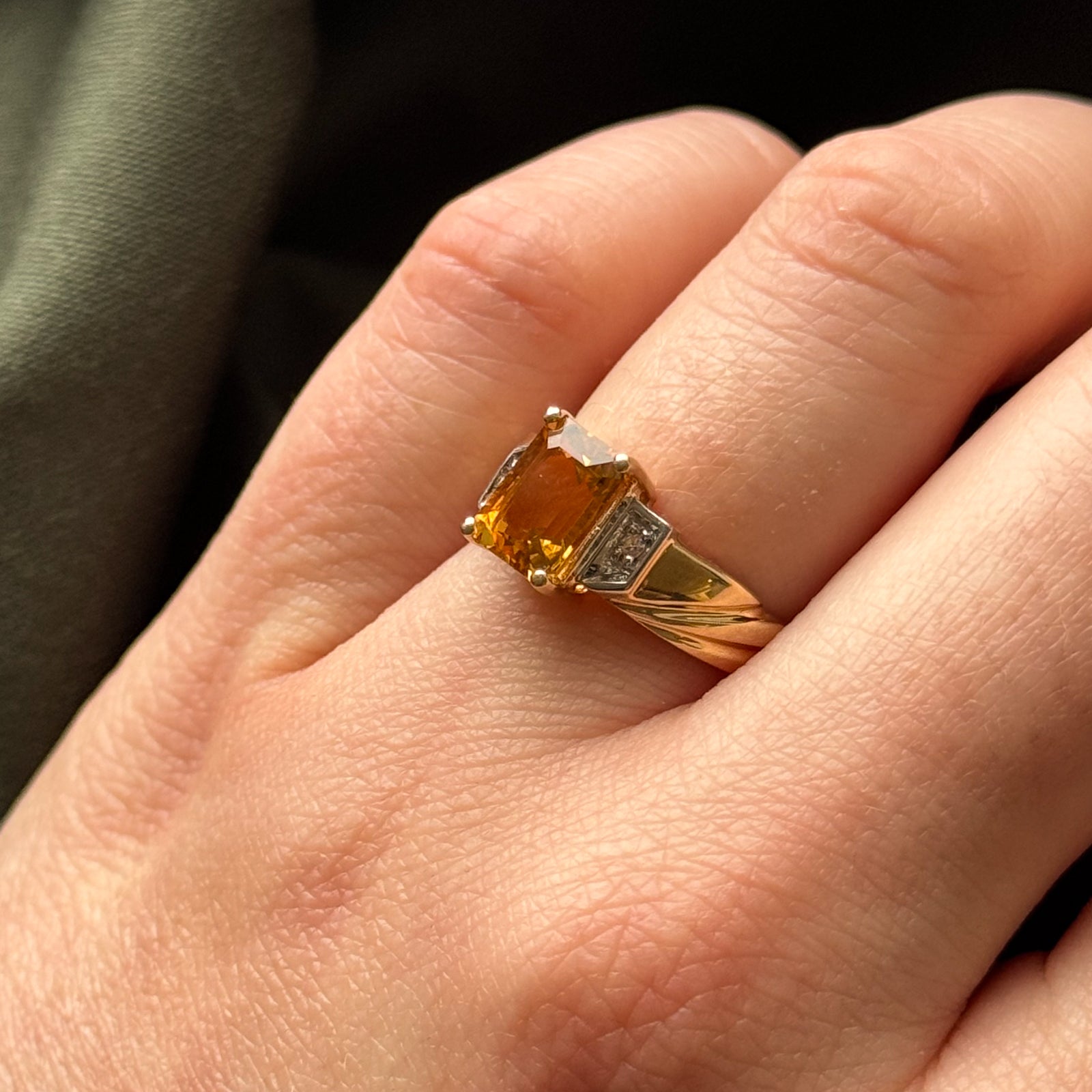 Exquisite Mandarin Citrine & Diamond Ring - 1.70ct Citrine with 0.02ctw Diamonds - Size 6 - Elegant Jewelry for Women - Perfect for Anniversary, Birthday & Special Occasion Gifts