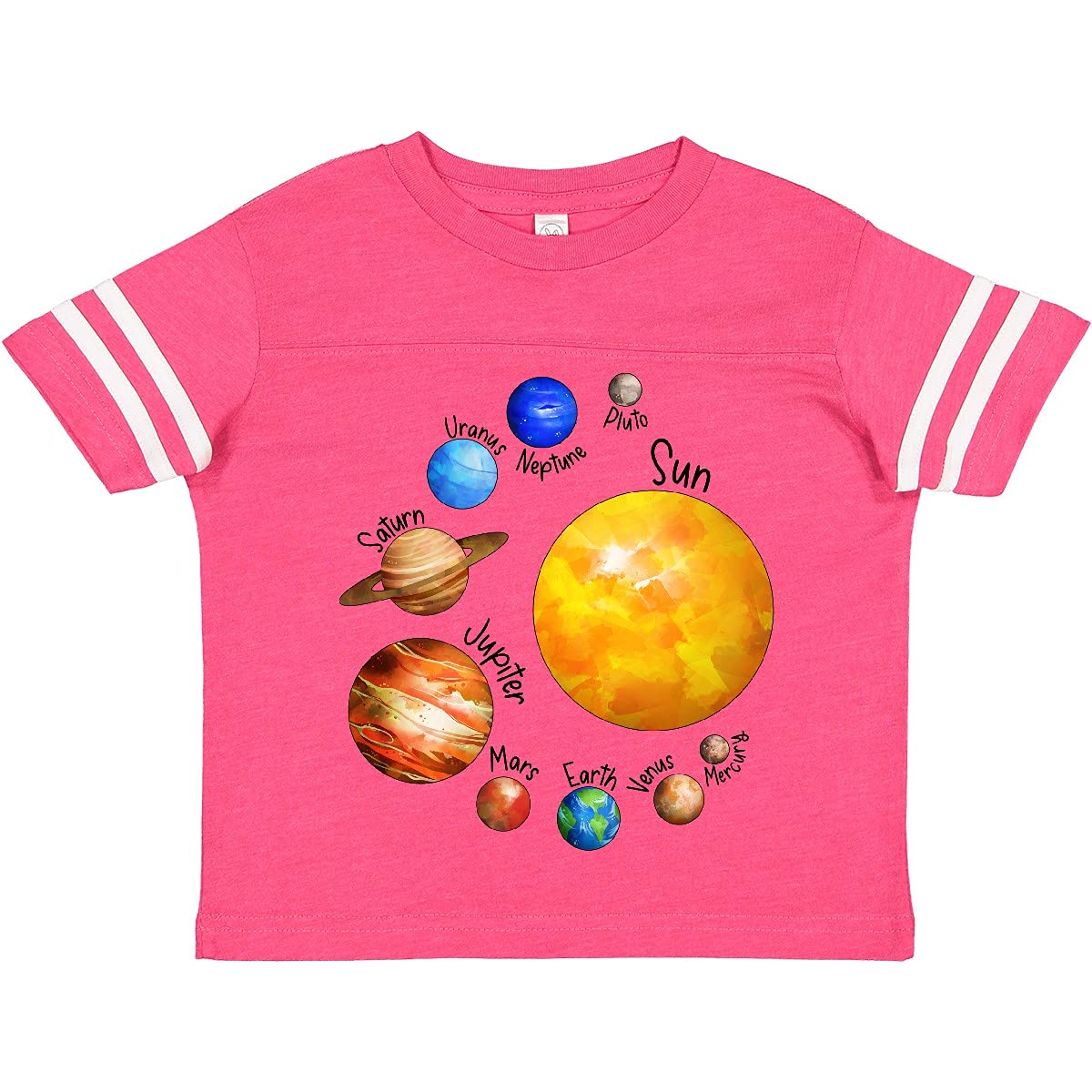 Inktastic Sun and Planets - Yes, and Pluto Toddler T-Shirt | Cute Space-Themed Cotton Tee for Kids | Perfect for School, Playdates & Astronomy Lovers