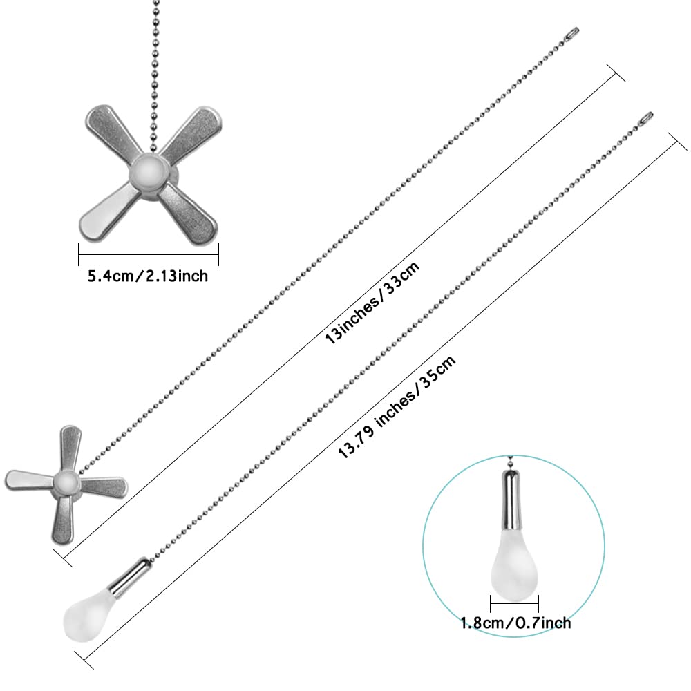 4PCS Ceiling Fan Pull Chain Set - Decorative Light Bulb & Fan Pull Cord Pendant in ORB & Silver | Replacement Pull Chains for Ceiling Fans | Perfect for Living Room, Bedroom & Home Decor