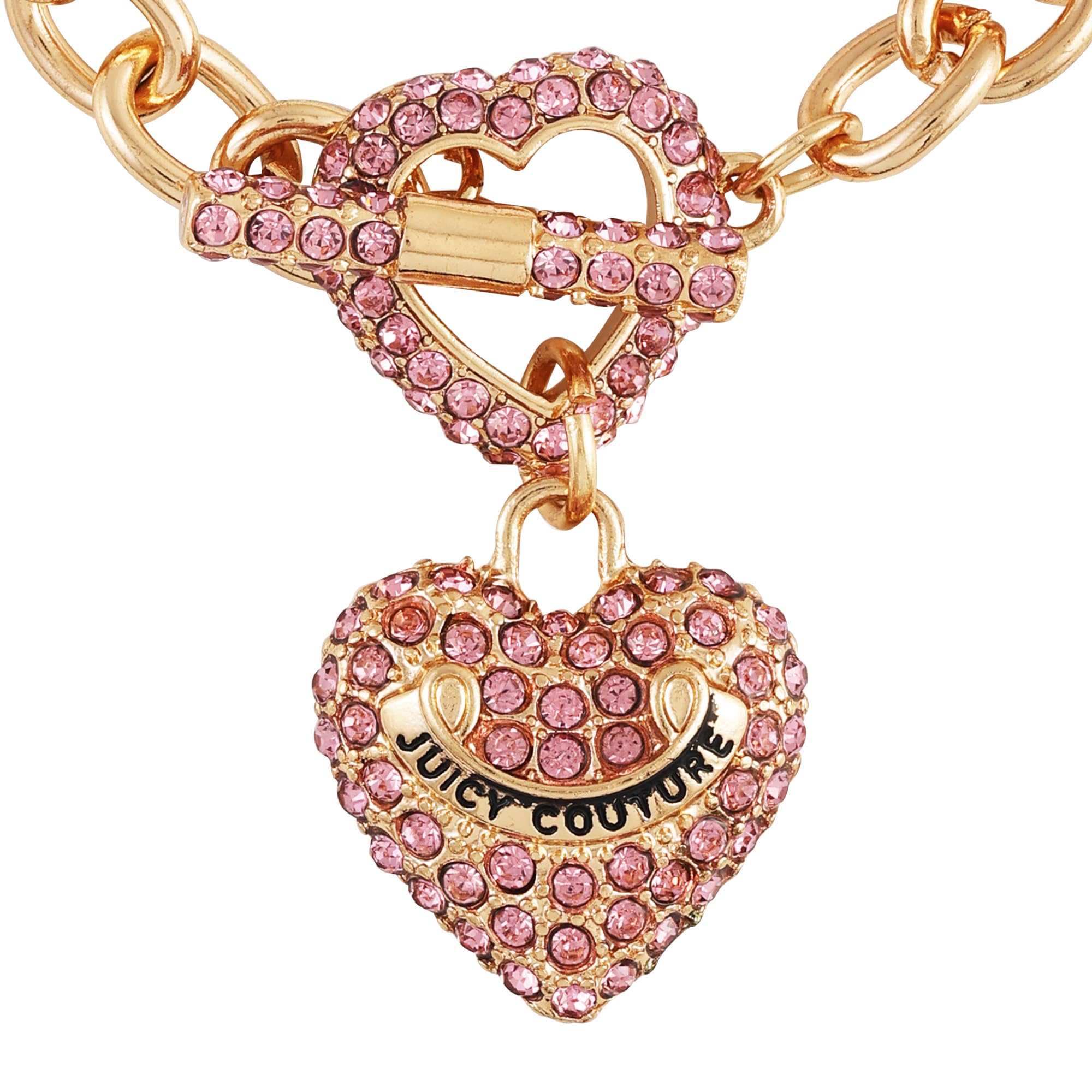 Juicy Couture Light Rose Heart Charm Toggle Bracelet for Women | Elegant Fashion Jewelry Gift for Valentine's Day, Anniversary & Special Occasions