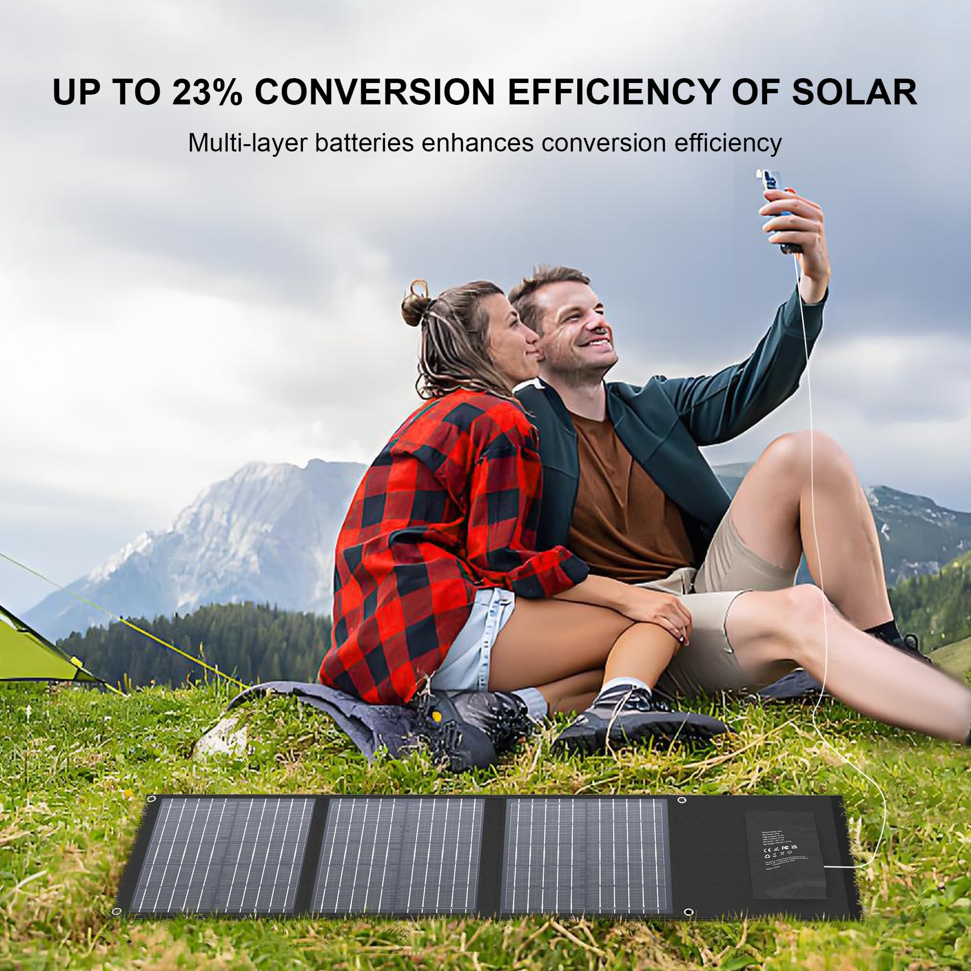 Enginstar 22W Portable Solar Panel Charger - Foldable Solar Power for Camping, RV Trips & Outdoor Adventures - QC3.0 USB & DC Output - Compatible with iPhone, iPad, Laptop, Power Stations & Solar Generators - Perfect for Emergency Power, Off-Grid Living & Travel Charging