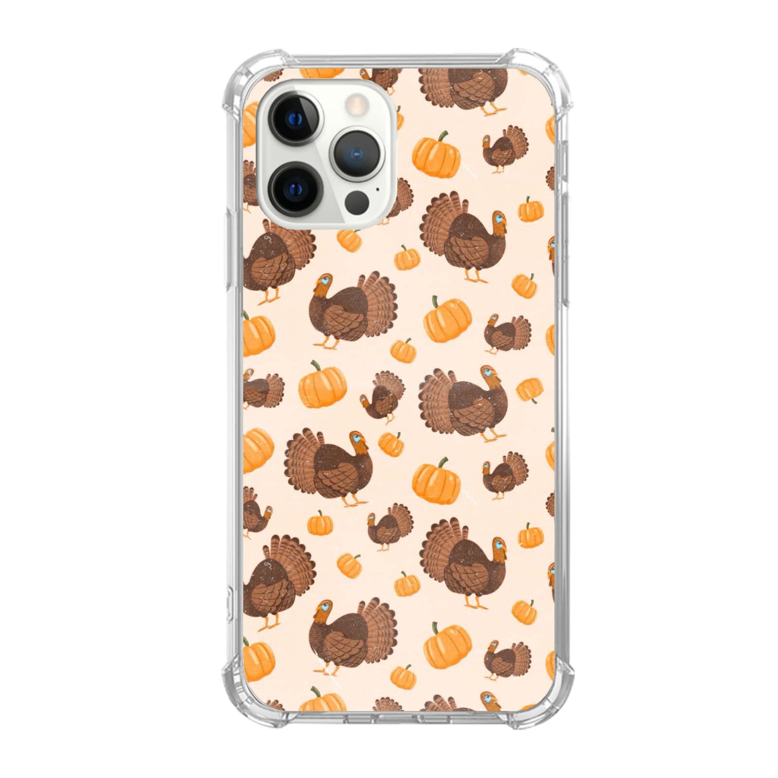 Thanksgiving Turkey Phone Case for iPhone 12 Pro Max - Cute Autumn Pumpkin Design TPU Bumper Cover for Women & Men | Trendy Holiday Gift for Family & Friends | Perfect for Thanksgiving, Fall Season & Daily Use