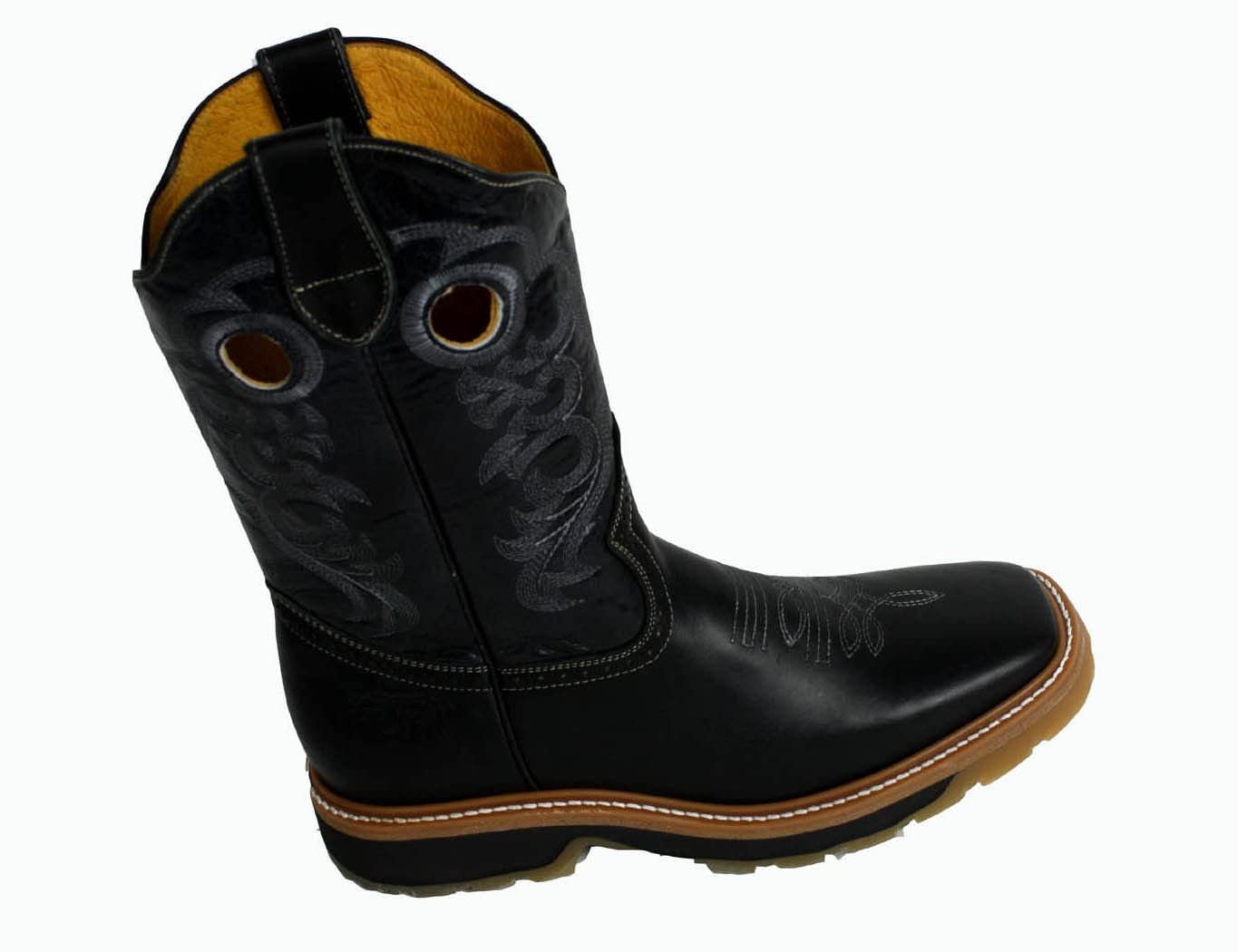 **Men's Genuine Cowhide Leather Cowboy Boots - Square Toe Western Rodeo Boots for Riding, Country Style & Outdoor Events**