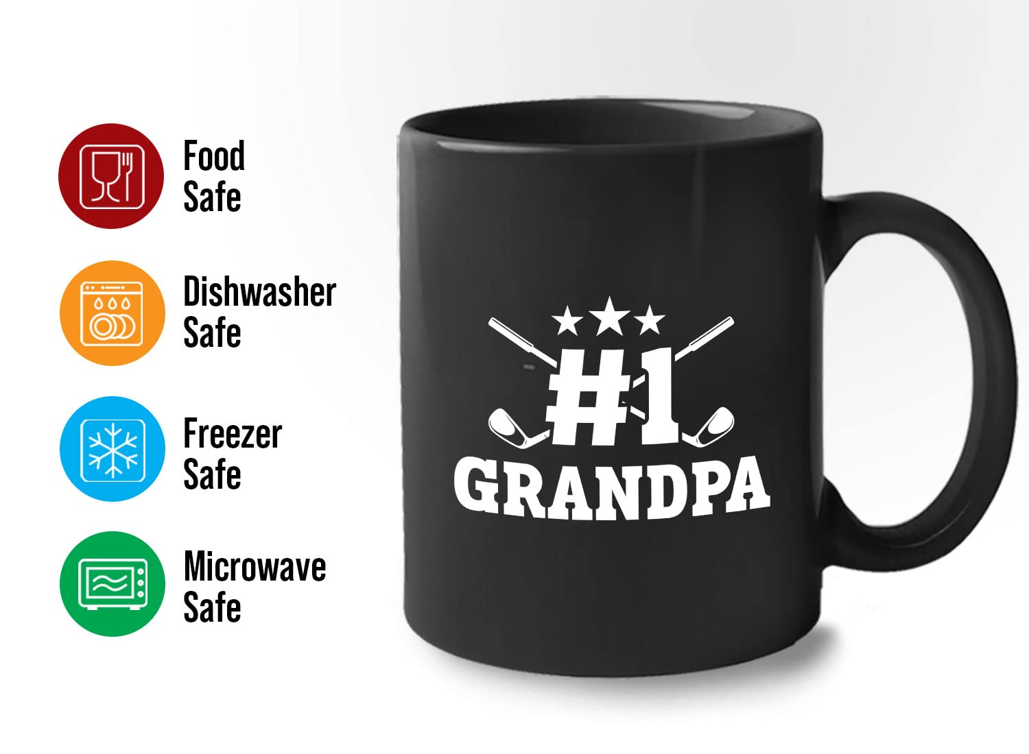 Bubble Hugs 11oz Black Golf Coffee Mug - Perfect Gift for Golf Lovers, Dad, Grandpa & Coaches | Ideal for Golf Courses, Office & Home Use