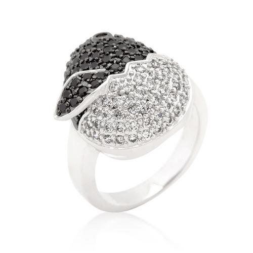 Black and White Cubic Zirconia Baby Chick Ring - Elegant Jewelry Gift for Women, Girls - Perfect for Easter, Birthday, Mother's Day & Everyday Wear