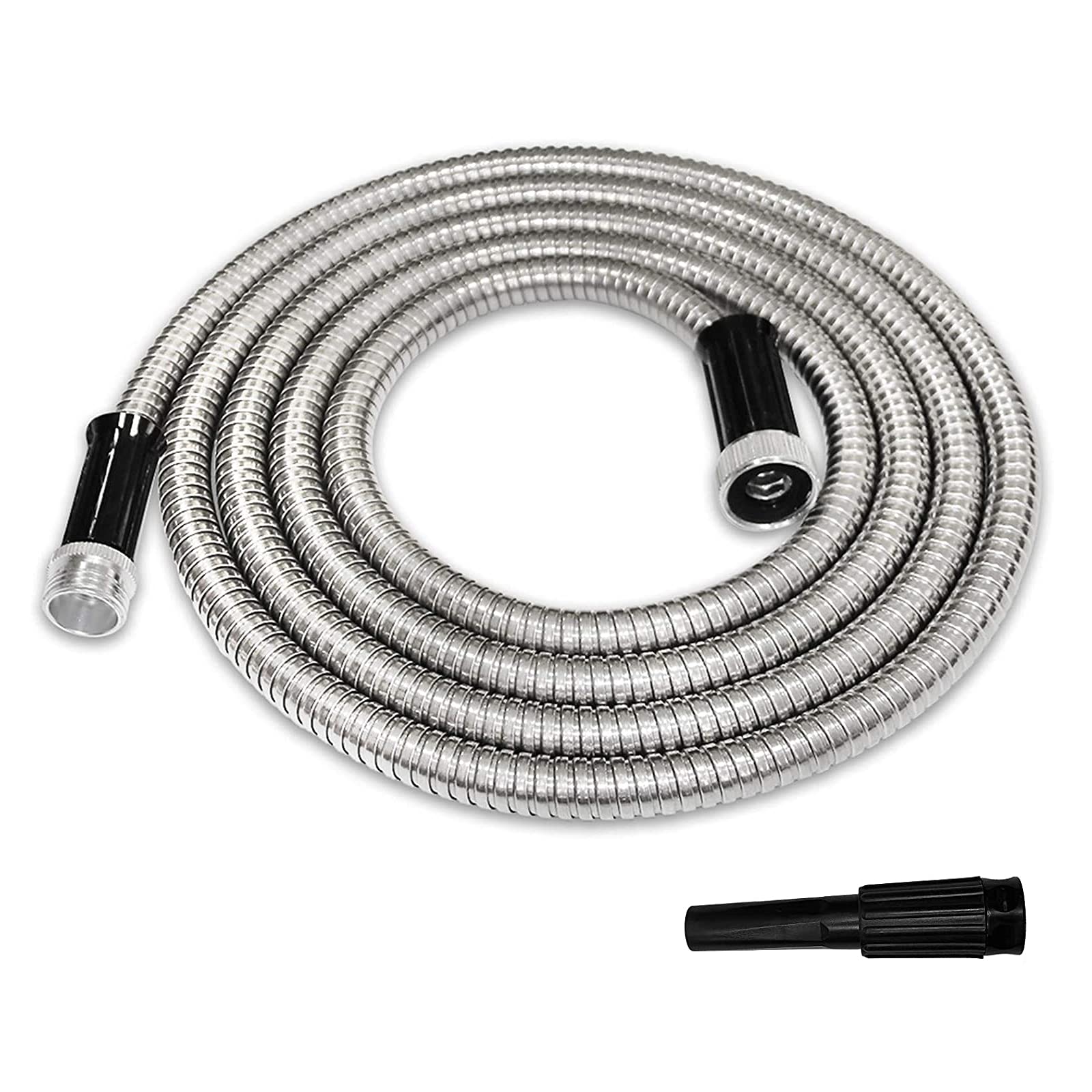 Premium Stainless Steel Metal Garden Hose - 10FT Ultra Flexible & Tangle-Free Water Hose with Nozzle - Perfect for Lawn Care, Car Washing & Outdoor Watering