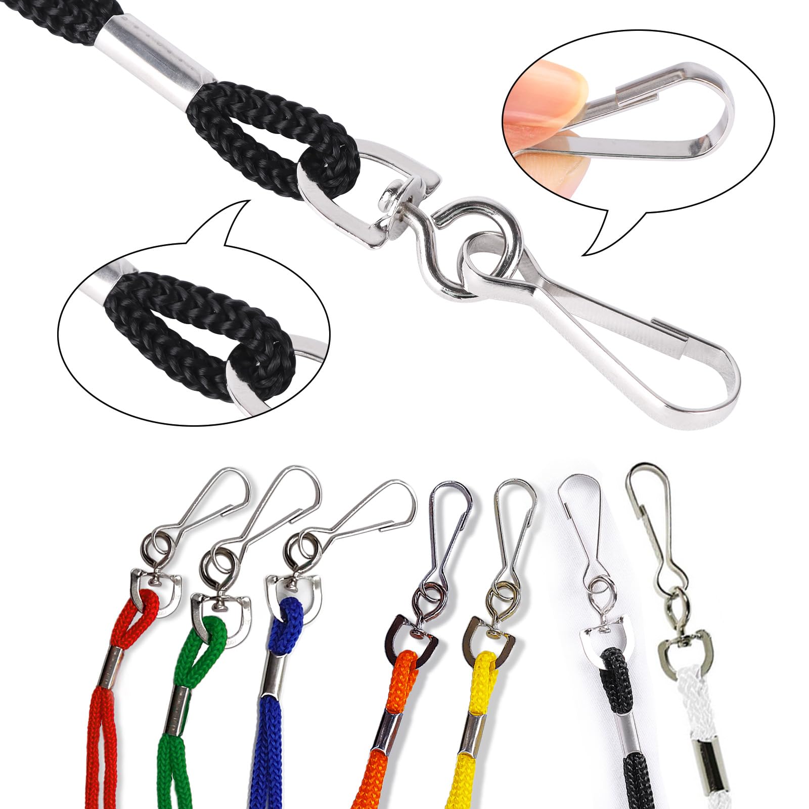 HOSL 100 Pack ID Badge Lanyards with Swivel Hook - Office, School & Events (Yellow)