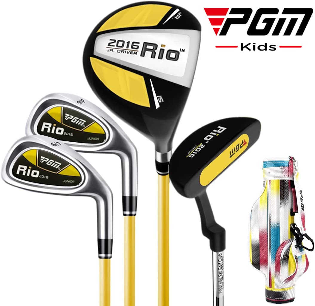 PGM Junior Golf Club Set for Kids - Right Handed 4-Piece Youth Golf Clubs with Stand Bag for Boys & Girls | Perfect for Beginners & Junior Golf Training
