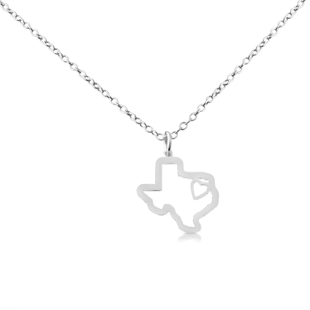 Belcho USA 925 Sterling Silver Texas State Necklace - 