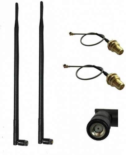 High Gain 9dBi WiFi Antenna with RP-SMA Connector - Compatible with Wireless Routers, USB Adapters, PCIe Cards, IP Cameras & Range Extenders + 2x U.FL to RP-SMA Pigtail Cables | Boost WiFi Signal for Home Office, Gaming & Smart Devices