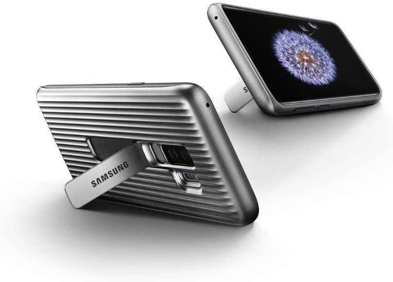 Samsung Galaxy S9 Plus Phone Case with Stand - Premium Silver Protective Cover (EF-RG965CSEGWW) | Perfect for Watching Videos, Video Calls & Hands-Free Use