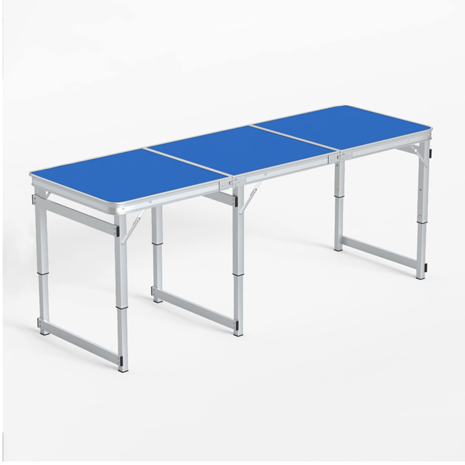 Ultralight Portable Aluminum Folding Camping Table - 70.9 Inch Outdoor Picnic Table with Handle & 3-Speed Height Adjustment (Blue) - Perfect for Camping, Backyard BBQs, Beach Parties and Tailgating