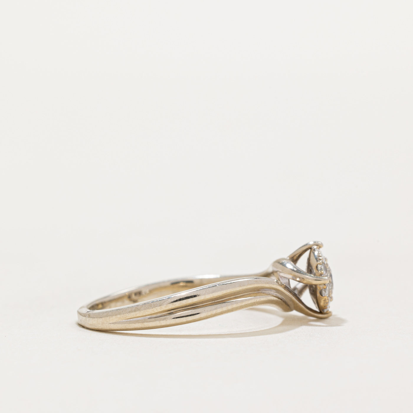 Exquisite 0.27ctw Diamond Halo Bypass Engagement Ring - Size 7.5 - Perfect for Proposals, Anniversaries & Special Occasions
