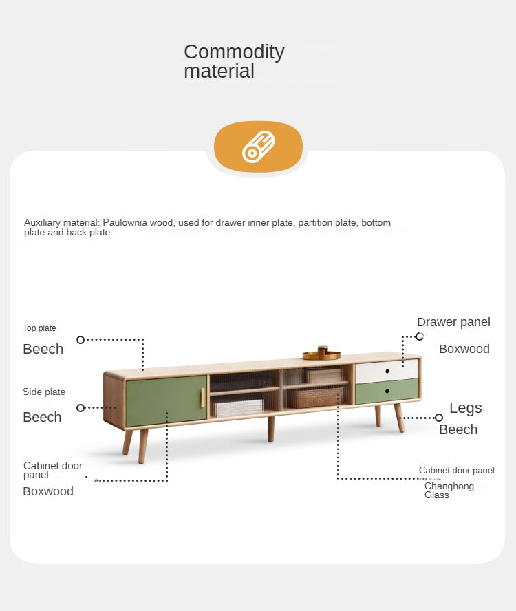 Solid Beech Wood TV Stand - Rustic Forest Style Media Console for Living Room, Bedroom & Home Theater