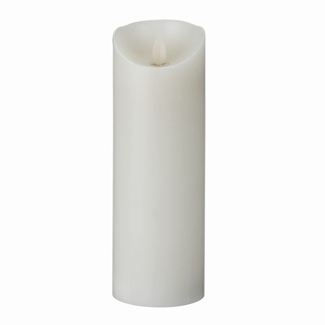 Restaurantware 3 x 8.7 Inch Flameless LED Pillar Candles - 10 Pack Programmable Dancing Flame, Real Wax Battery Operated Candles for Weddings, Parties & Home Decor (White, Remote Sold Separately) - Perfect for Centerpieces, Romantic Dinners & Holiday Decorations