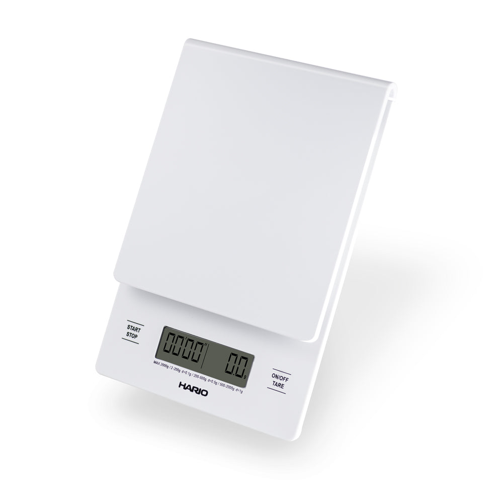 Premium Hario V60 Coffee Drip Scale with Built-in Timer - Accurate Digital Coffee Scale for Pour Over Brewing - Perfect for Home Baristas & Specialty Coffee Lovers (White) - Ideal for Pour Over, Chemex & AeroPress Brewing