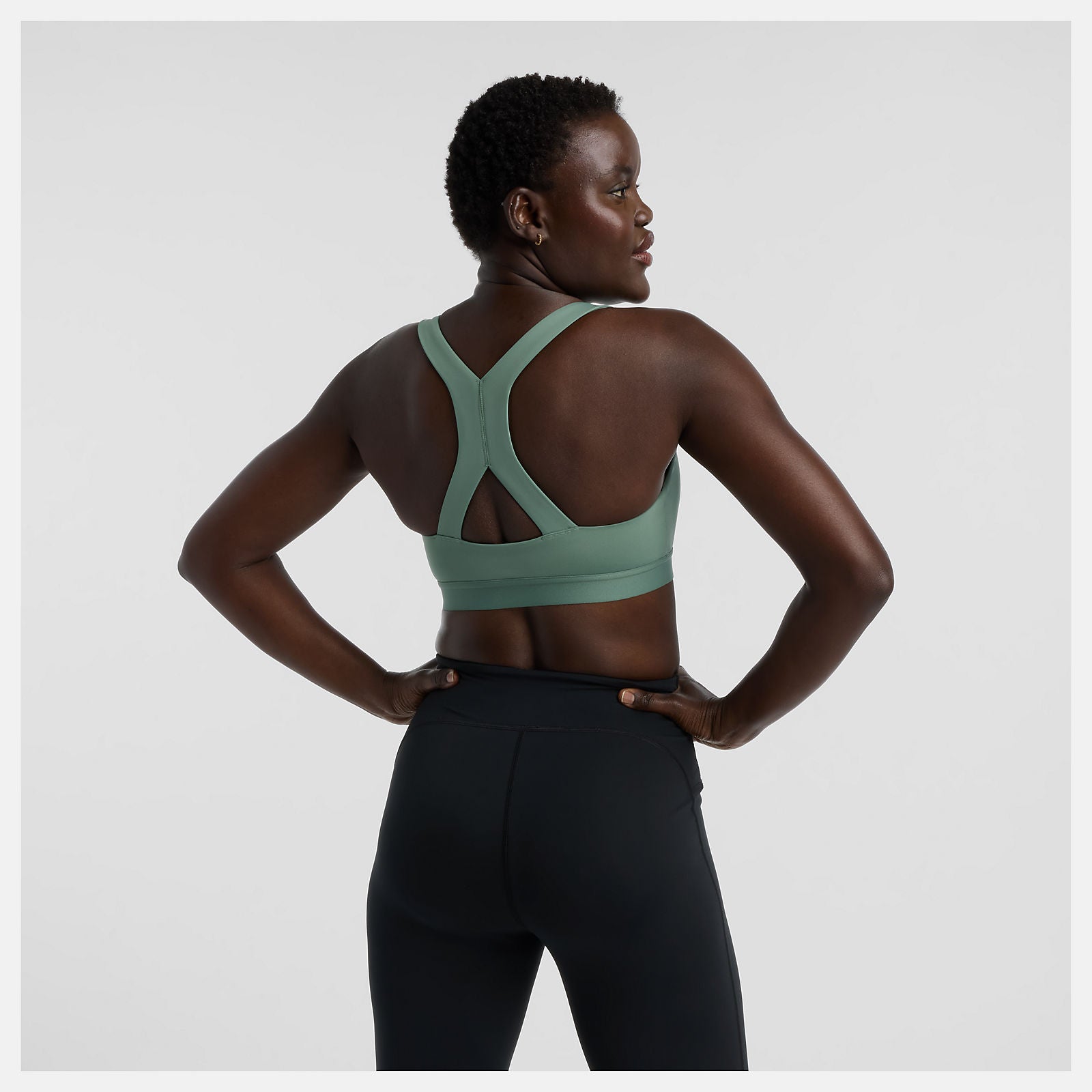 Women's Essential Train Bra - DKJ Dark Juniper | High Support Sports Bra for Running, Yoga & Gym Workouts