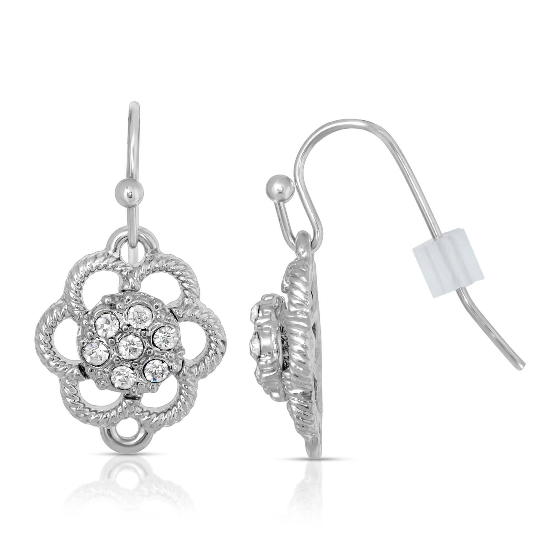 1928 Vintage Crystal Cluster Flower Drop Earrings for Women - Elegant Dangle Earrings for Wedding, Party & Special Occasions