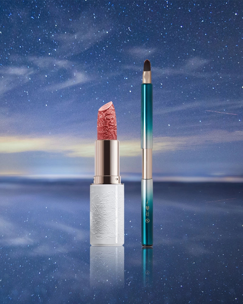 Premium Porcelain Lipstick Set with Lip Brush - Long Lasting Matte & Glossy Finish for Daily Makeup & Special Occasions