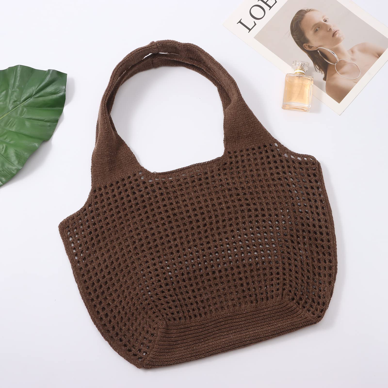 Ovida Women's Large Crochet Beach Tote Bag - Summer Mesh Shoulder Bag for Women, Cute Aesthetic Handbag for Beach, Pool, Vacation & Travel Accessories