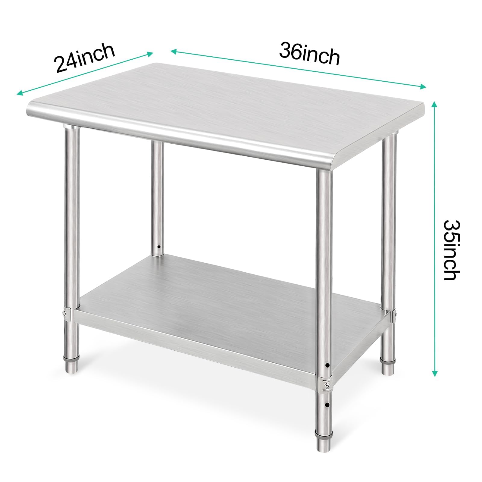 Stainless Steel Commercial Prep Table 36x24x35 Inches - NSF Certified Metal Kitchen Work Table for Restaurant, Home & Hotel Use - Ideal for Food Prep, Cooking & Serving