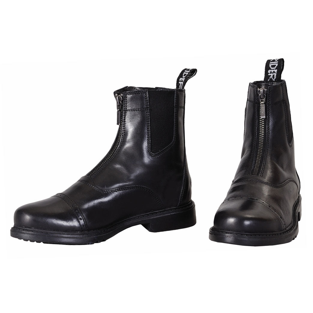 TuffRider Men's Baroque Front Zip Paddock Boots with Metal Zipper - Durable Equestrian Riding Boots for Horseback Riding & Stable Work