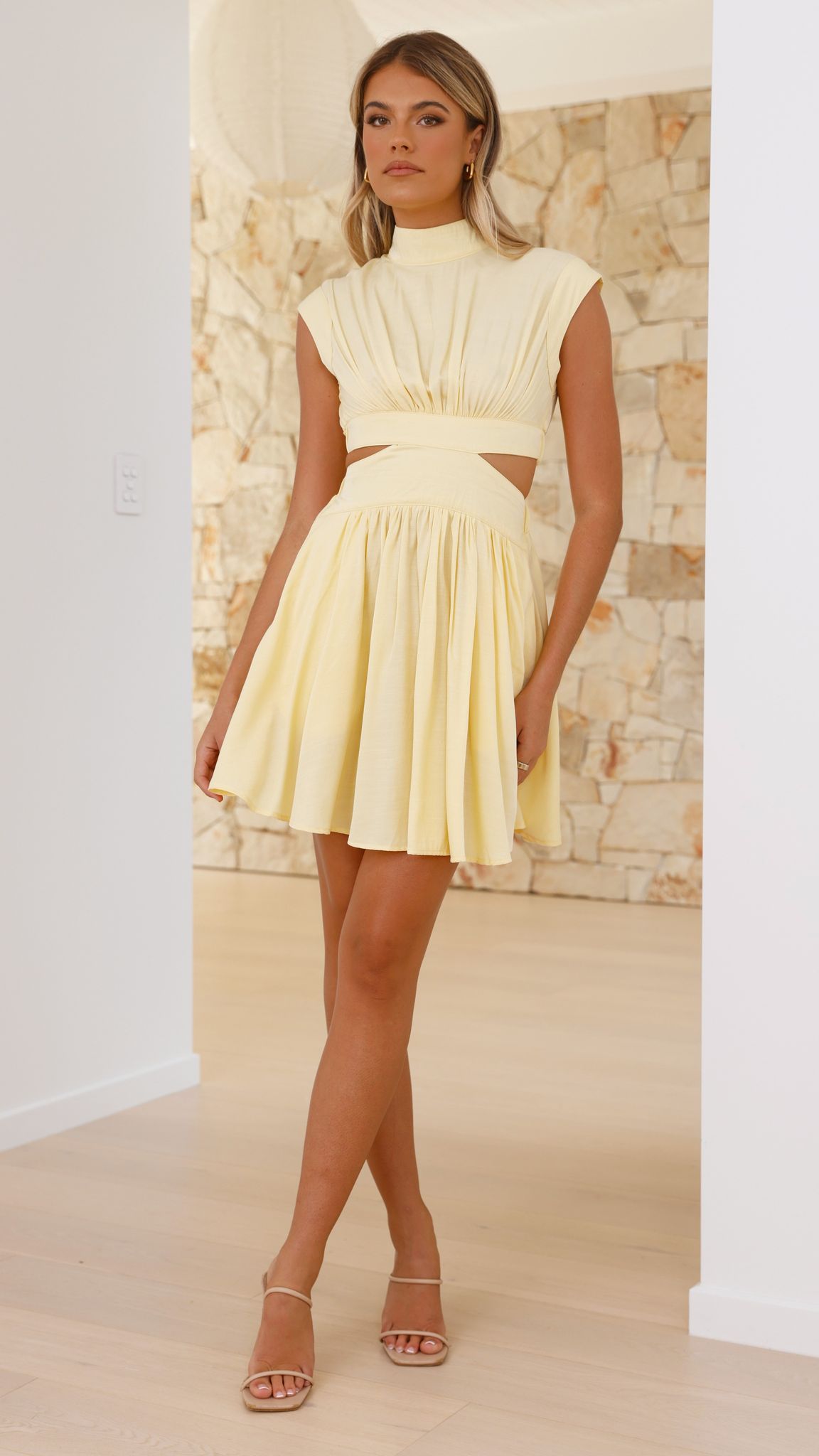 Beatrice Mini Dress for Women - Flowy Summer Yellow Sundress for Beach, Vacation & Casual Outings