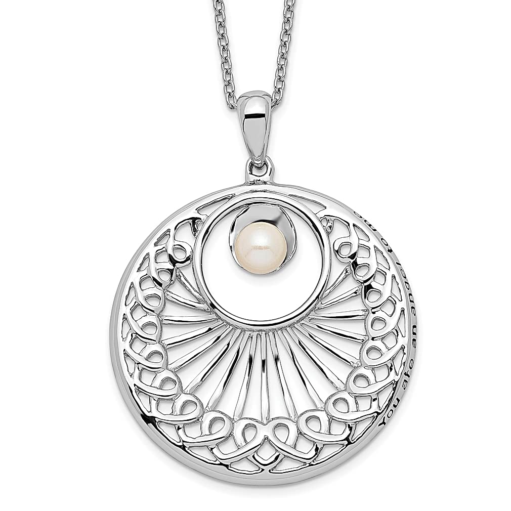 925 Sterling Silver Freshwater Cultured Pearl 'You Are An Angel To Me' Pendant Necklace - 18 Inch Inspirational Jewelry for Women, Perfect Gift for Her - Ideal for Birthdays, Anniversaries & Special Occasions