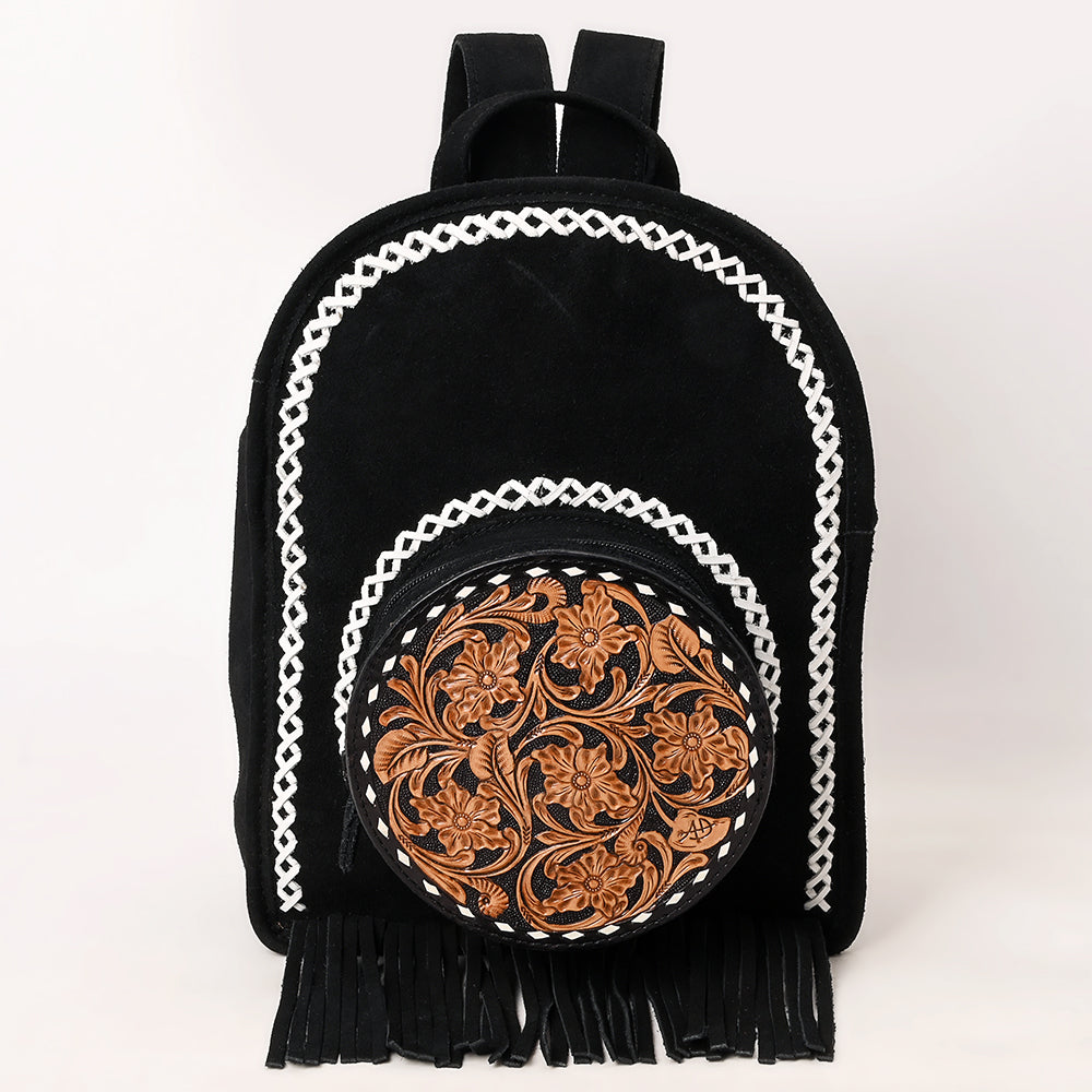 ADBG1546 Genuine Western Suede Leather Backpack for Women - Hand Tooled Cowhide Purse for Travel, Work & Daily Use