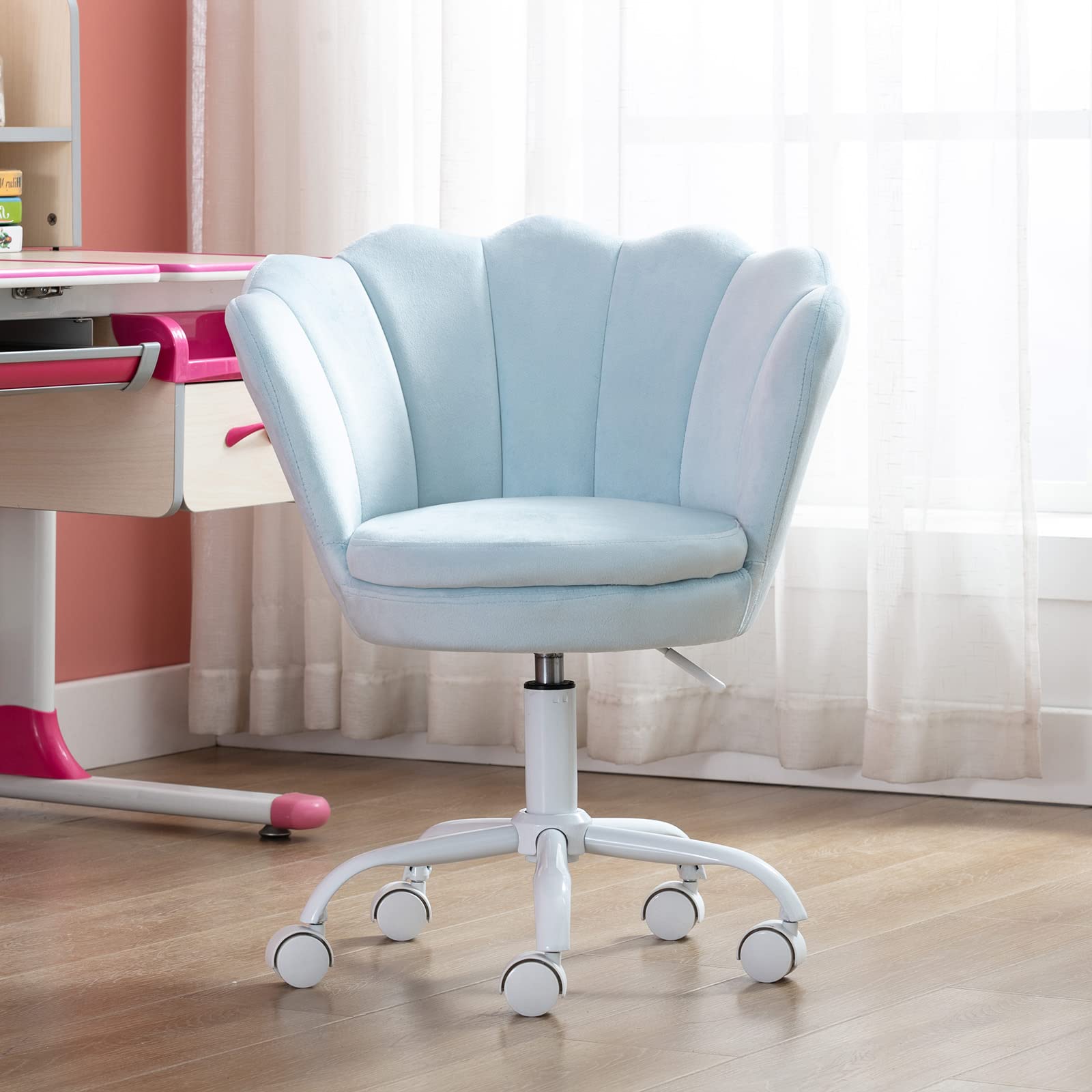 **Adjustable Kids Study Chair - Cute Swivel Rolling Desk Chair for Boys & Girls, Ergonomic Children's Armchair for Bedroom, Study Room, or Gift (Baby Blue) - Perfect for Homework, Reading & Gaming**
