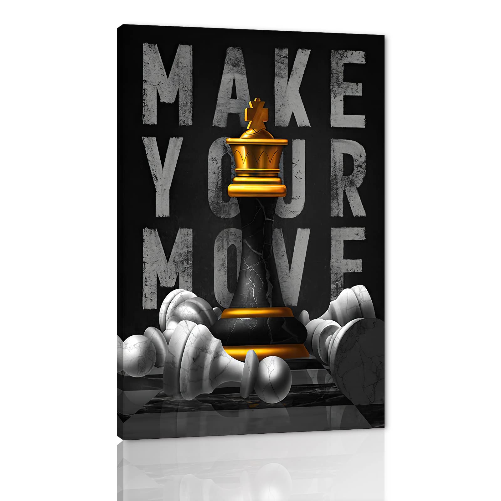 Inspiring Motivational Canvas Wall Art - Modern Chess Pop Art Print for Home & Office Decor - Ready to Hang 12x18 Inches - Perfect for Living Room, Bedroom, or Game Room Wall Decor