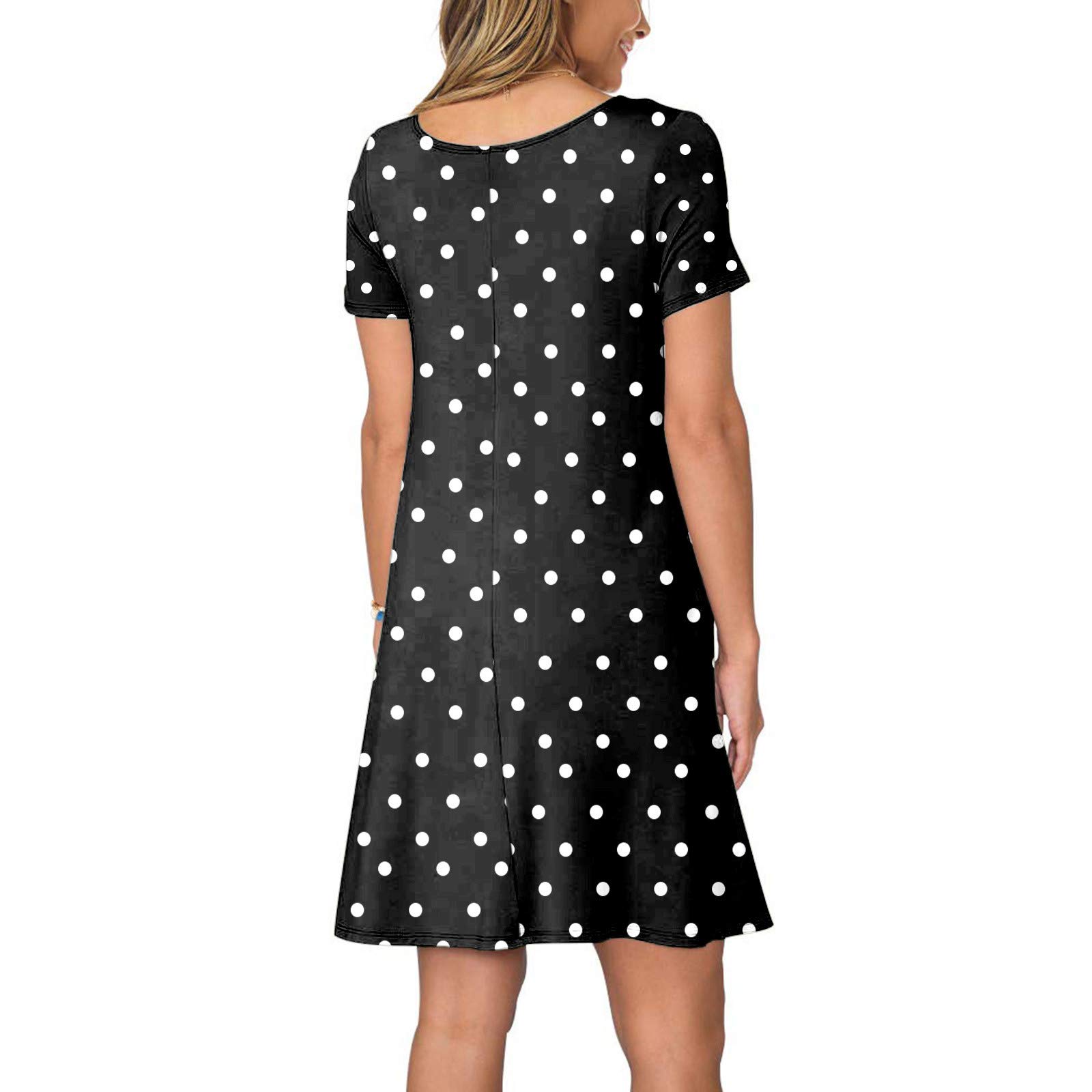 iQKA Women's Summer Shirt Dress - Sunflower Print Short Sleeve Casual Swing Tunic Top with Pockets | Perfect for Beach, Vacation & Everyday Wear