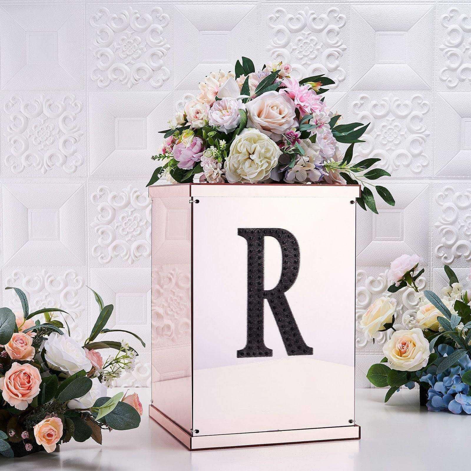 Efavormart 8 Inch Self-Adhesive Black Rhinestone Letter R Stickers - DIY Crafts, Scrapbooking, Graduation Cap Decor, Wedding & Birthday Party Supplies - Perfect for Home Decor, Gift Wrapping, and Personalized Projects