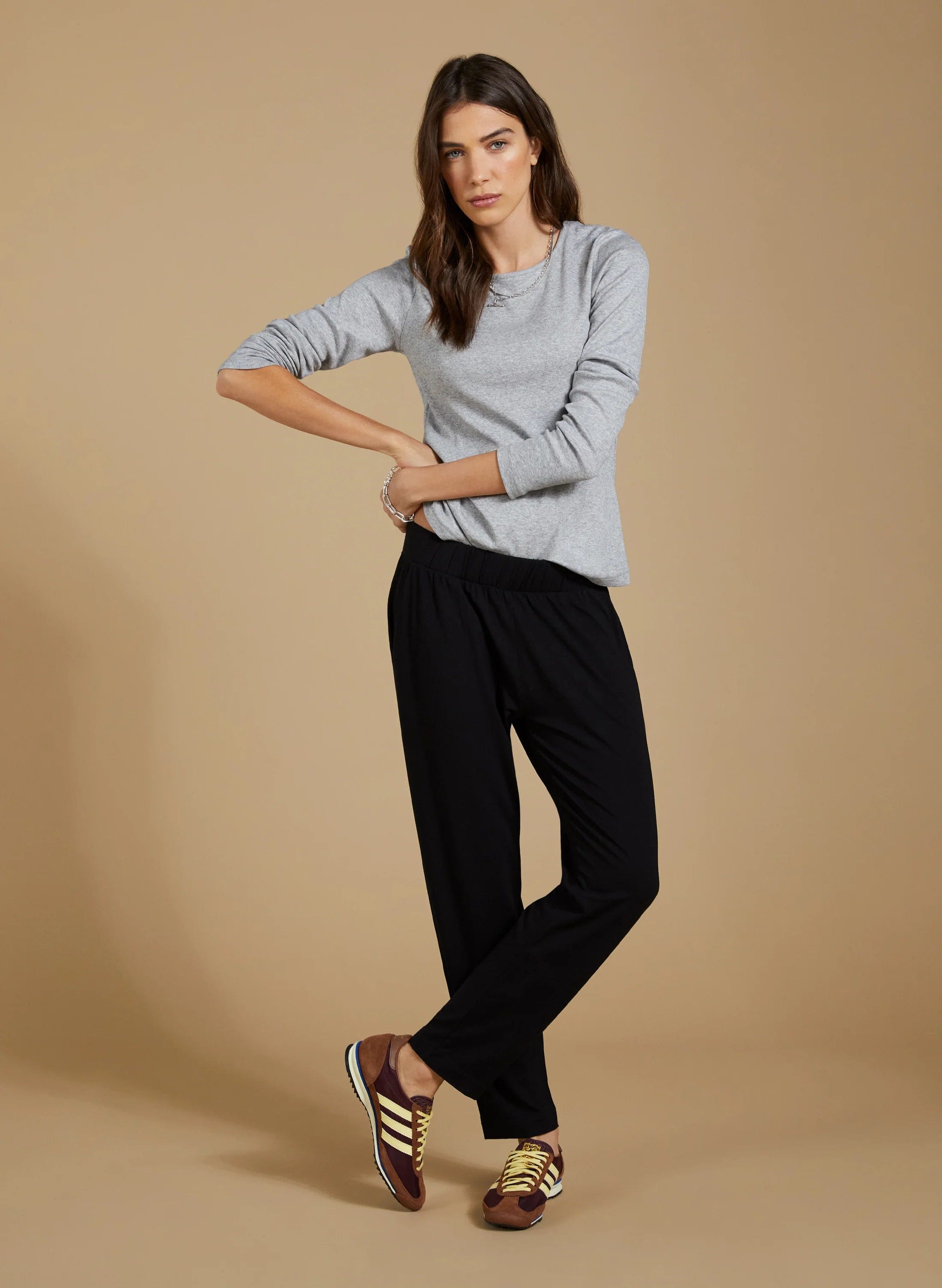 Neath LENZING™ ECOVERO™ Sustainable Jersey Tapered Pants for Women - Caviar Black | Eco-Friendly Stretch Comfort | Perfect for Work, Travel & Casual Wear