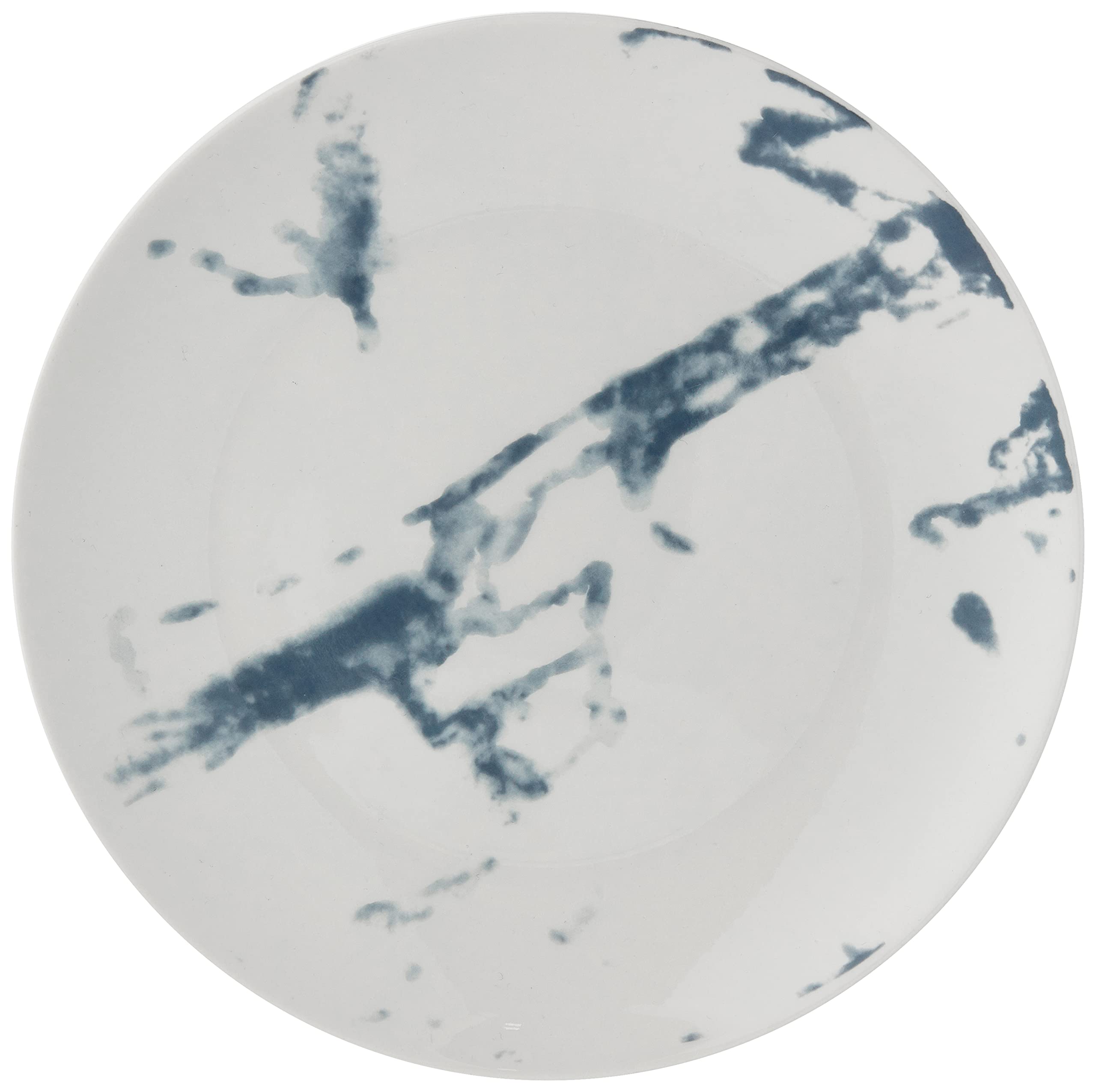 American Atelier 16-Piece Round Dinnerware Set - White & Blue Stoneware Plates, Bowls & Mugs | Marble Design 10.5