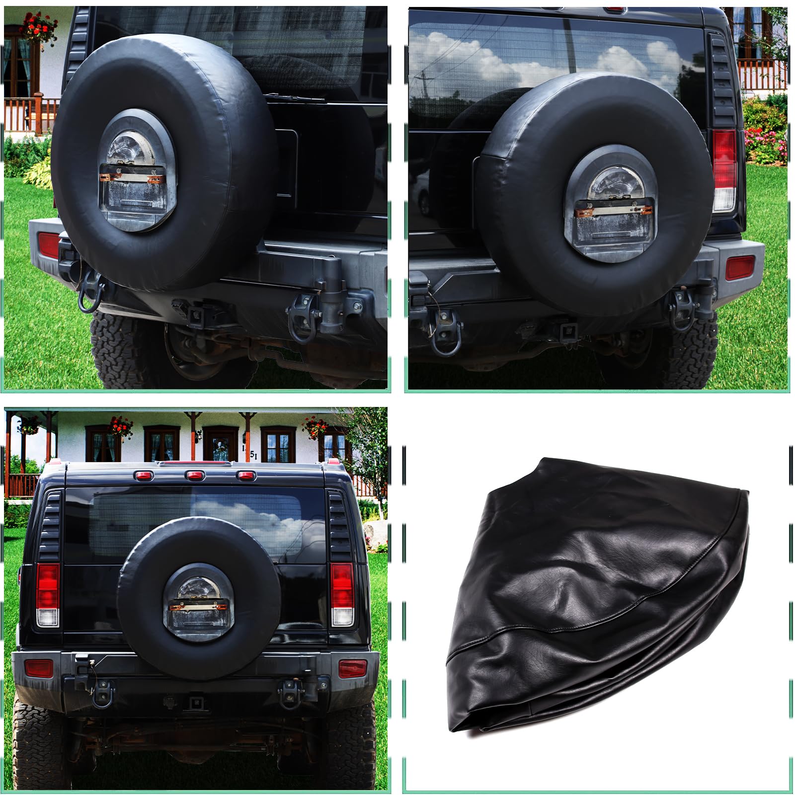 **Premium Leather Spare Tire Cover for 2003-2009 Hummer H2 - Waterproof, Durable & Stylish Wheel Protector with Hole (Fits Trunk Accessories) - Perfect for Off-Road Adventures & Car Shows**