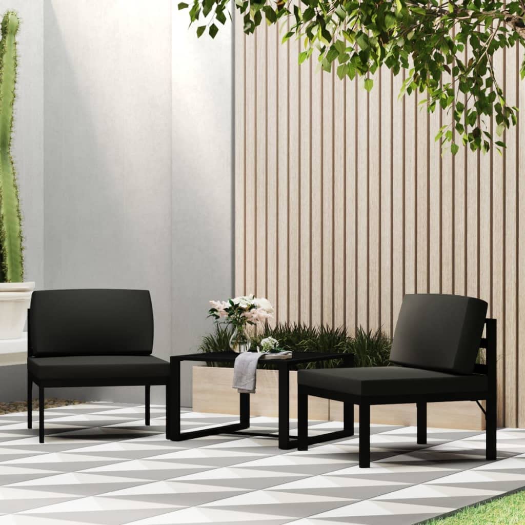 vidaXL 3-Piece Modular Aluminum Patio Sofa Set with Cushions - Weather-Resistant Outdoor Furniture in Anthracite Grey | Perfect for Garden, Backyard, Poolside & Patio Relaxation