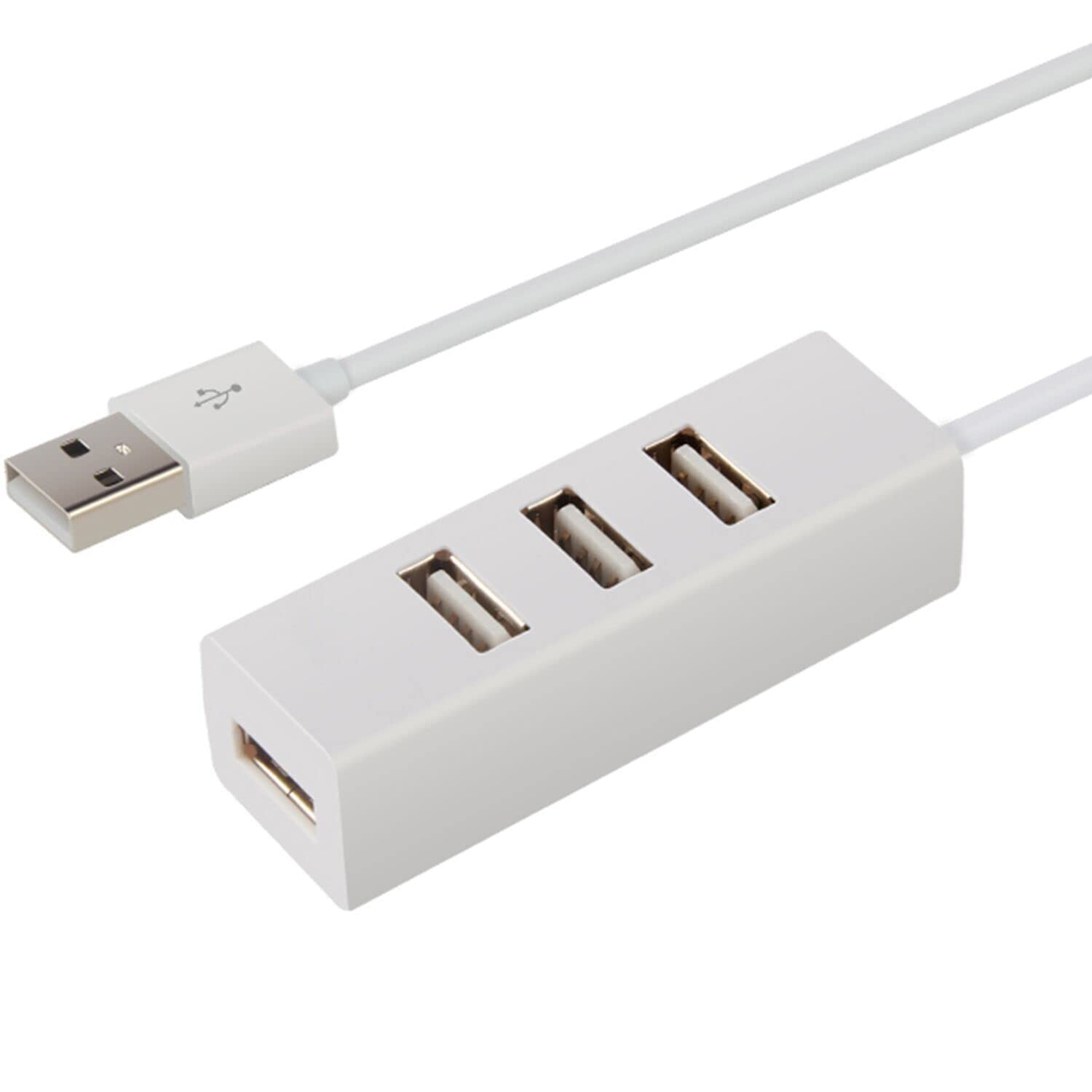 4-Port USB 2.0 Hub for MacBook, iMac, PC & Chromebook - High-Speed Data Transfer Hub with LED Indicators - Perfect for Home Office, Gaming & Travel (White)