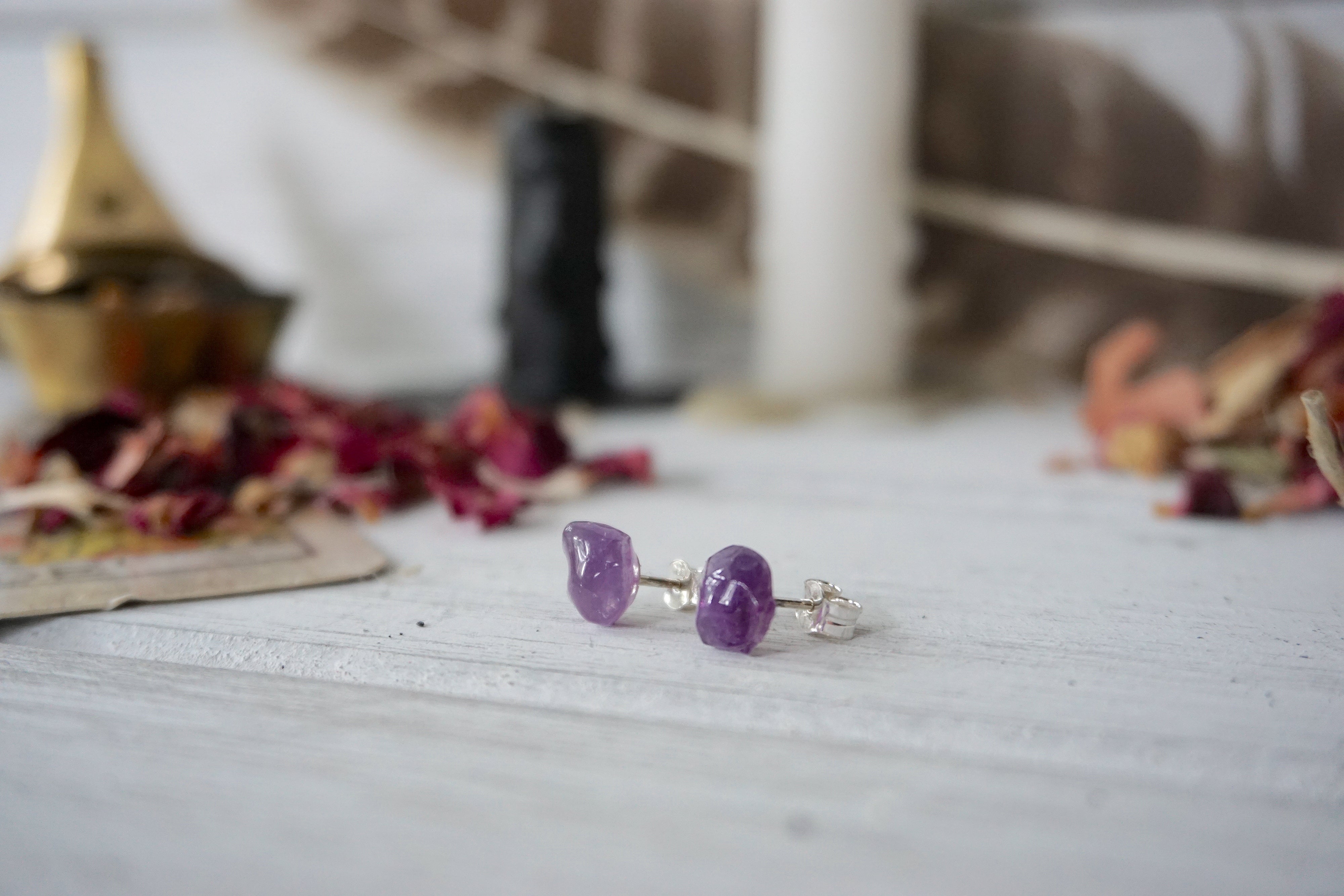 AURA STUD EARRINGS COLLECTION - Genuine Amethyst Crystal Stud Earrings for Women | Elegant Purple Gemstone Jewelry for Everyday Wear, Gift Giving & Special Occasions