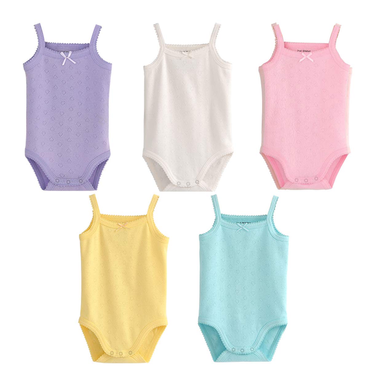 Baby Girls Spaghetti Strap Bodysuit - Sleeveless Cotton Tank Top Onesie Set (3-Pack) | Soft Summer Outfits for Newborns & Infants | Perfect for Playdates, Beach Trips & Family Photos