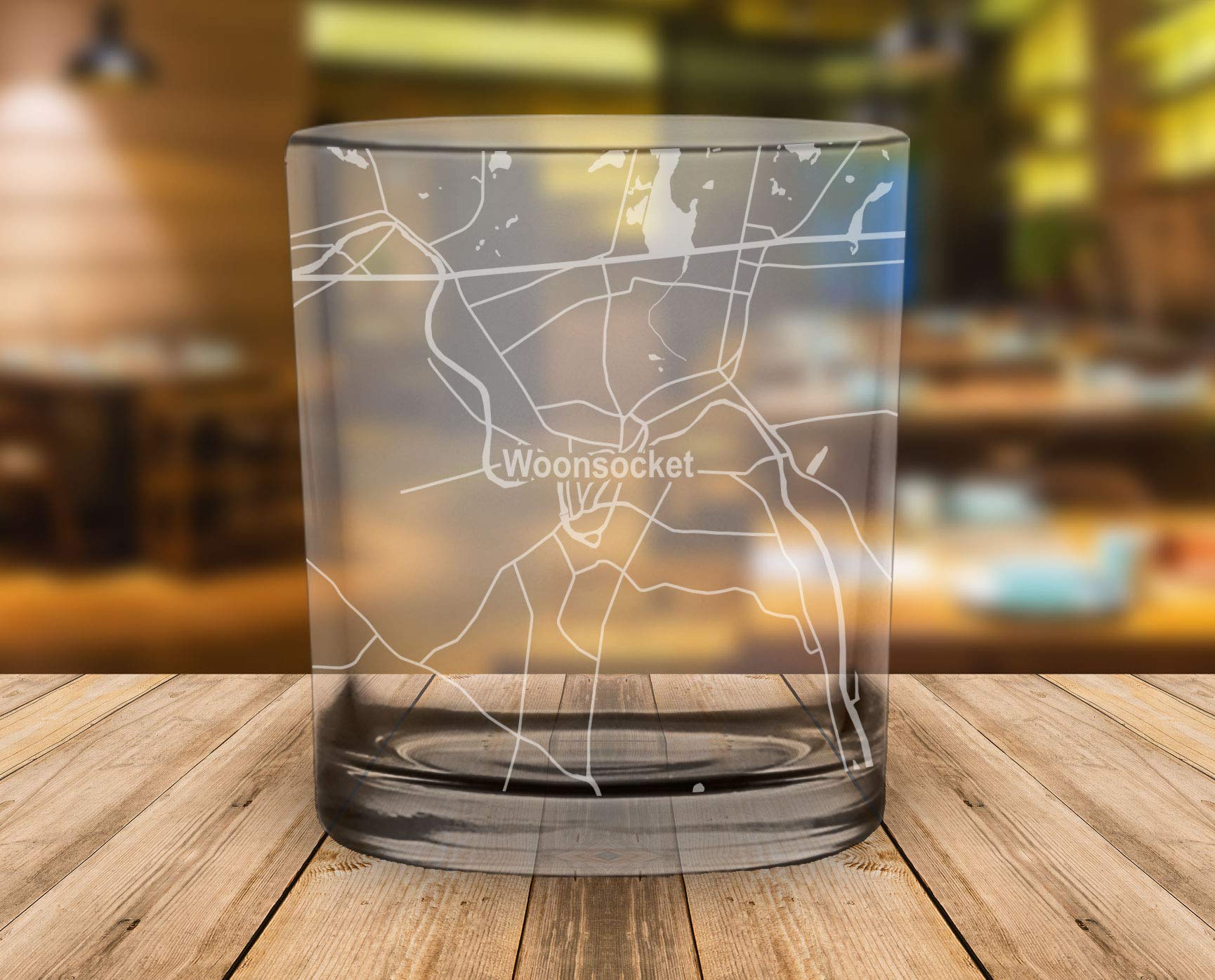 Woonsocket City Map Whiskey Glass - Engraved Rhode Island Souvenir Gift for Bourbon & Scotch Lovers - Perfect for Home Bars, Gifts & Collectors